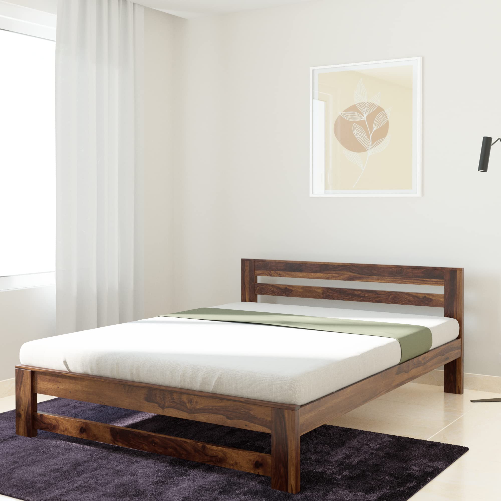 Amazon Brand - Solimo Kaimbe Queen Size Solid Sheesham Wood Bed Without Storage (Natural Finish) (B09V5P4G79) Amazon Price History, Amazon Price Tracker
