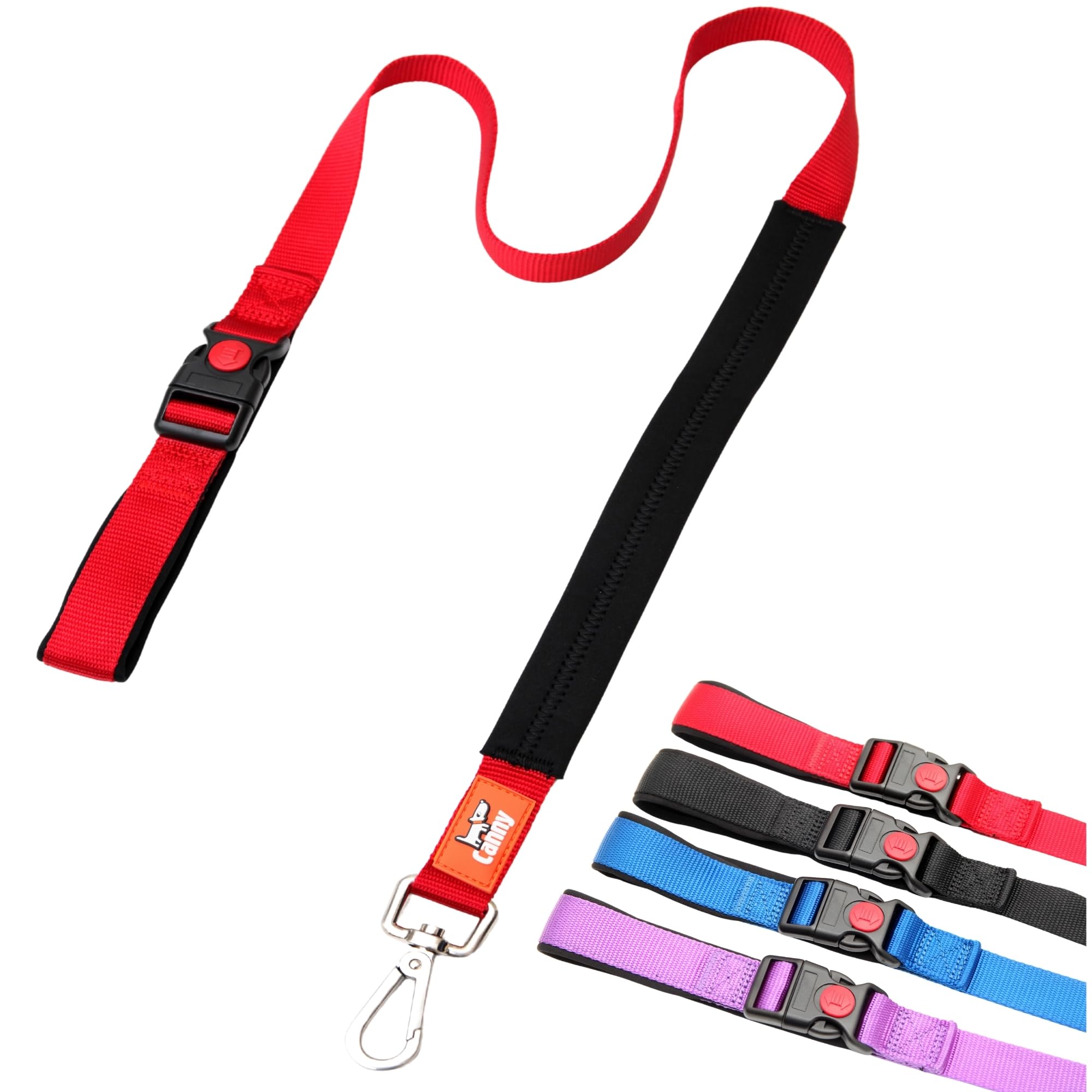 Canny CONNECT Lead - Anti Pull Dog Lead for Head Collars incl. Canny Collar | Lockable Handle for Fixed Points | Soft Padded Grip | Encourages Calm Walking - 120cm x 25mm Red