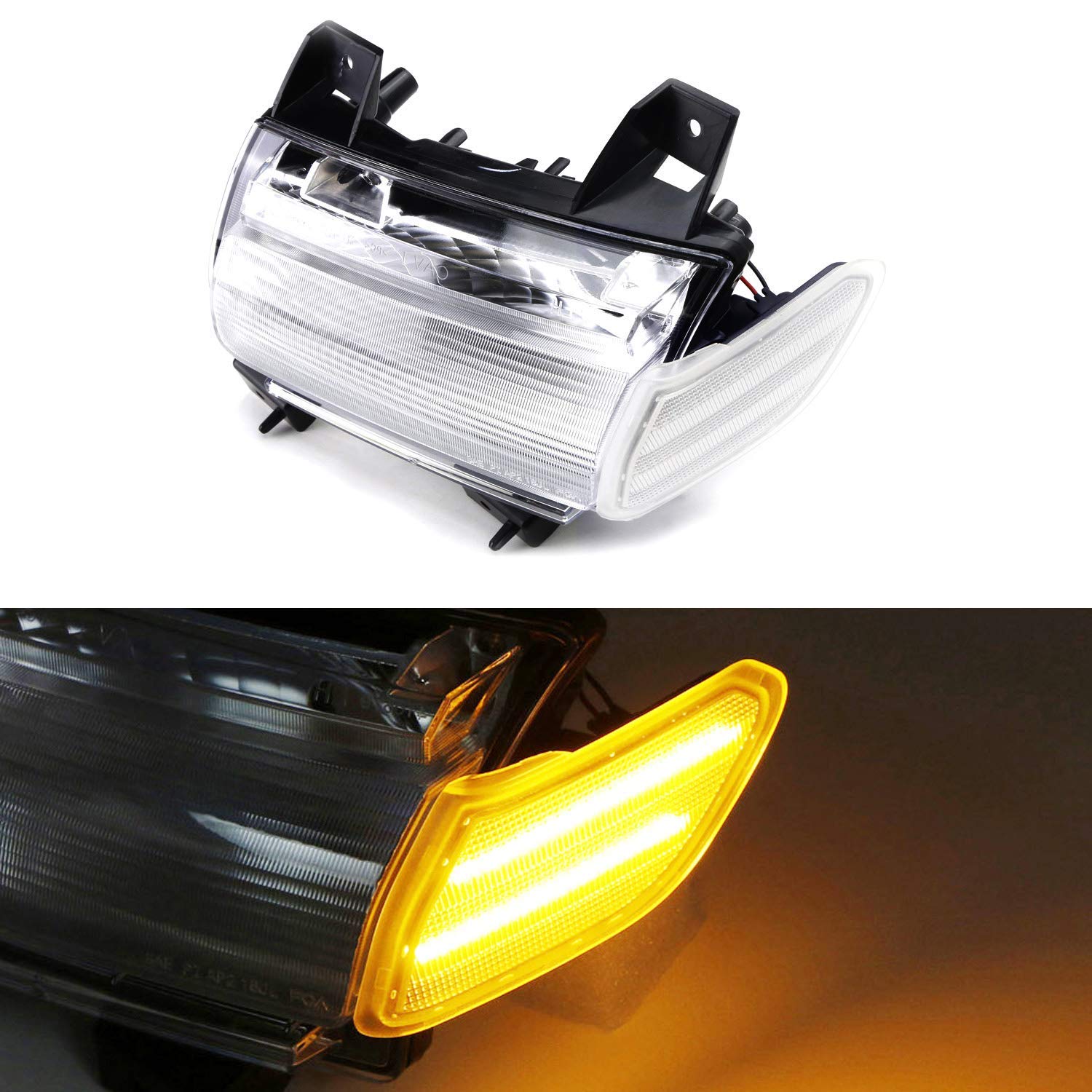 iJDMTOY Matching Clear Lens Amber Full LED Side Marker Light Kit Compatible With Jeep 2018-up Wrangler JL, 2020-up Gladiator, Powered by 27-Diode LED, Replace OEM Amber Sidemarker Lamps