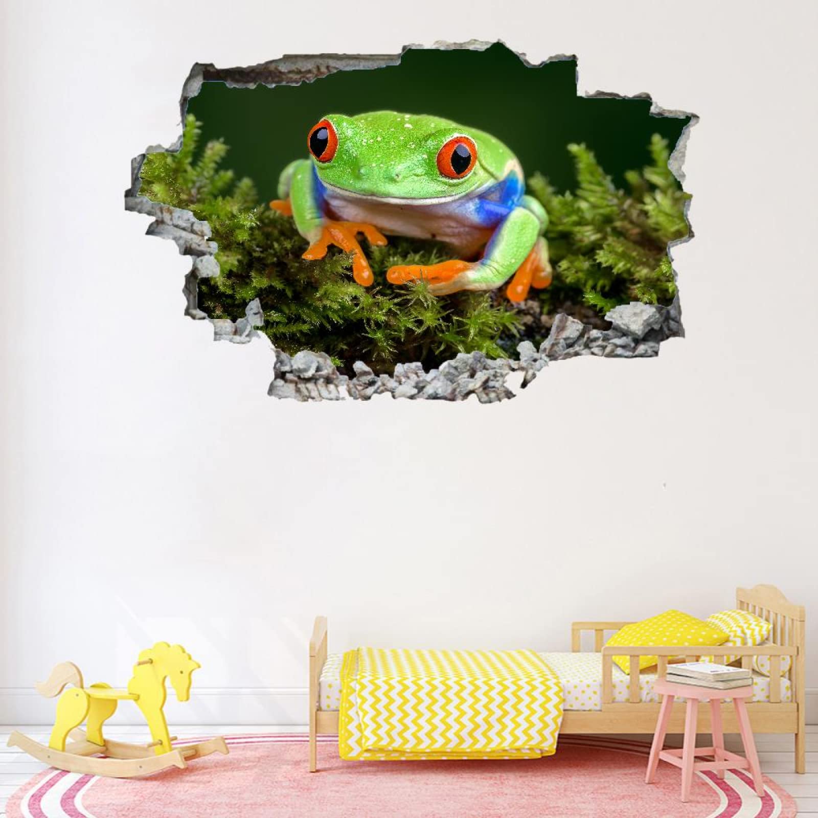 Rana Adesivi Decorativi Da Parete 3D, Pianta Decalcomanie Per Pavimenti In Vinile Impermeabile Rimovibili Art, Animale Fracassate Per Bambini Camera Da Letto Nursery Home Wall Décor 80x120cm