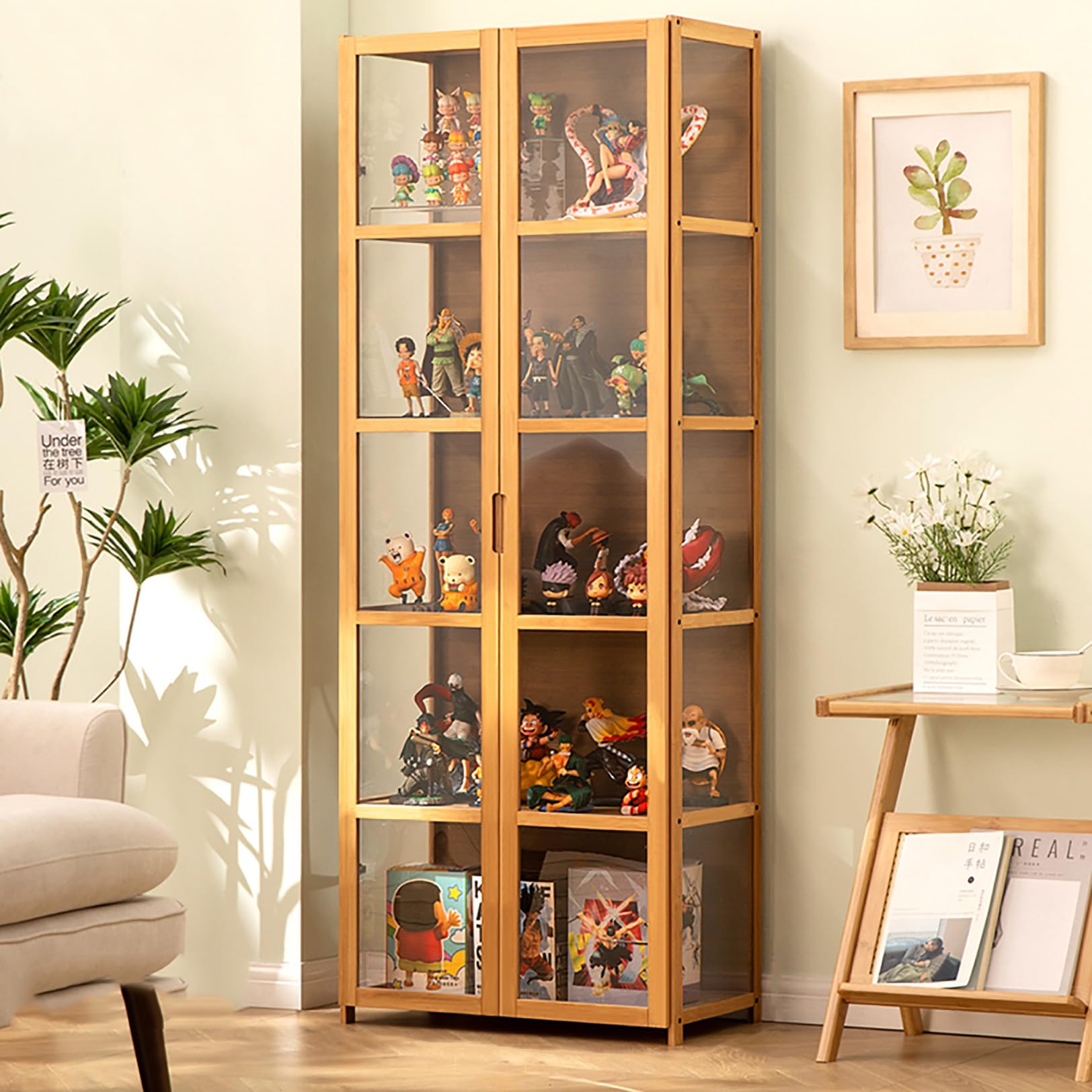 Clear Acrylic Display Stand,Display Showcase,4/5 Step Acrylic Display Stands,Dustproof Collectibles Display Showcase,Clear Display Cabinet for Room,Single Double Door Acrylic Collectibles Display Case