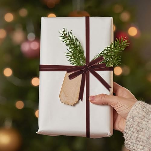 Miniatura 4 de Cinta de terciopelo marrón de 25 yardas para árbol de Navidad, cinta de Navidad de terciopelo de 38 pulgadas para envolver regalos, manualidades,