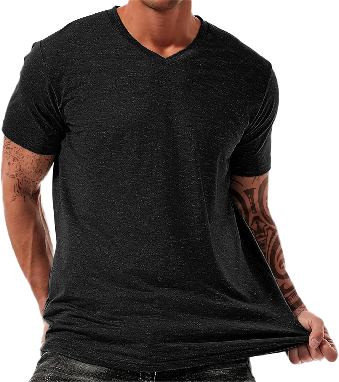domirica Mens T Shirt Fashion Graphic V Neck Short Sleeve Basic Tops Casual Lightweight Comfy Streetwear Tees