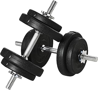 HOMCOM Set di Manubri da Palestra da 20/30 kg, Manubri Palestra in Acciaio e Sabbia con Impugnatura Antiscivolo, per Allenamento Fitness Casa, Nero