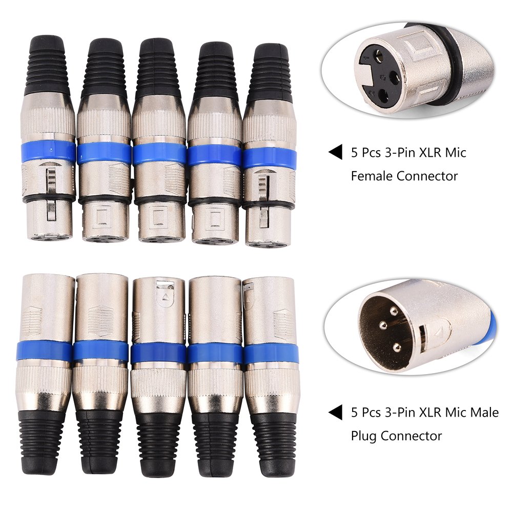 Zerone 5 Pairs 3-Pin XLR Audio Connector Male Plug + Female Socket - Image 4
