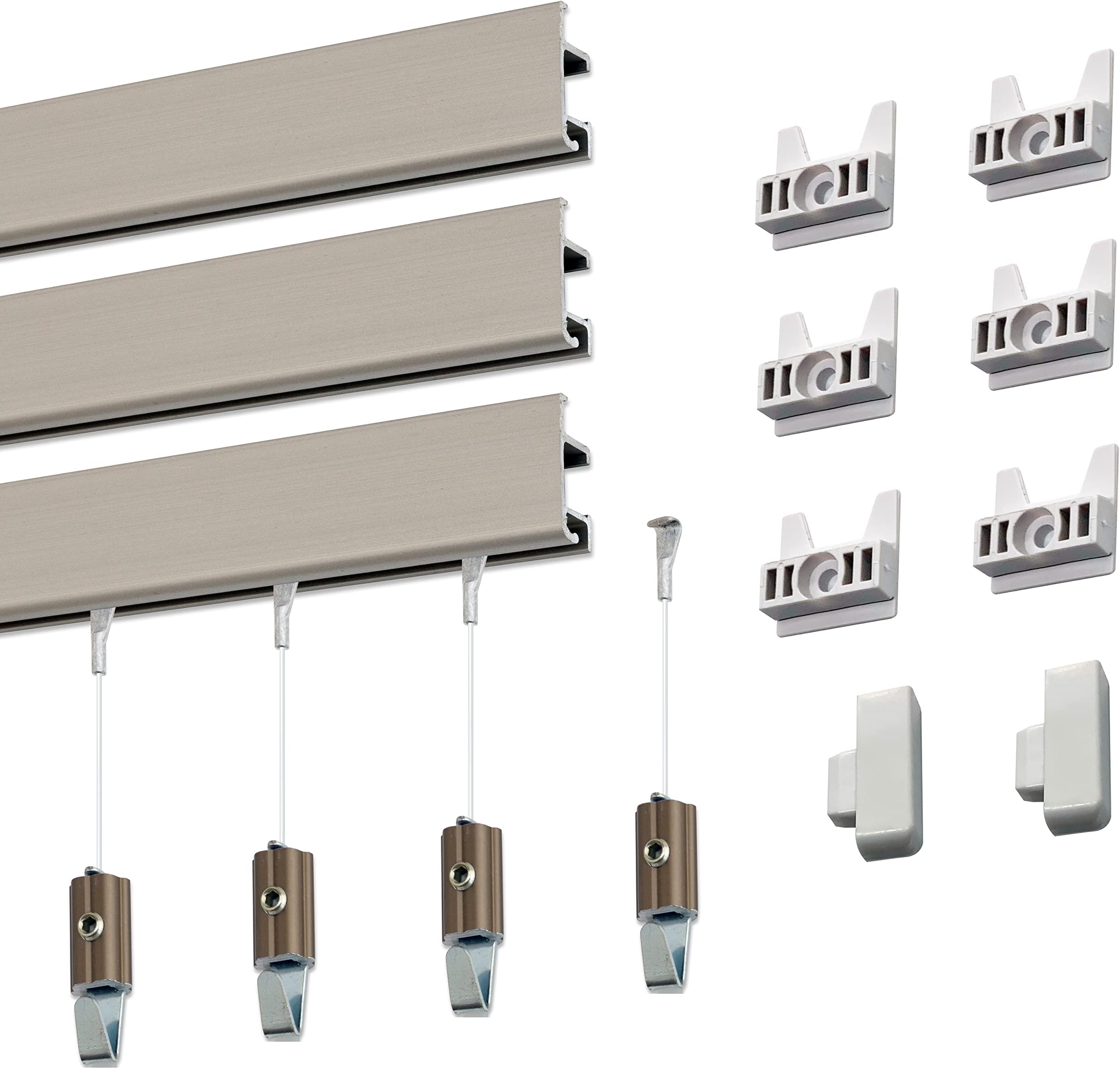 Clearline Picture Hanging System Set- Covers 22.5 ft of Wall Space - Heavy-Duty Discreet Wall Tracks & Art Hanging Kit Without Nails - for Home or Office