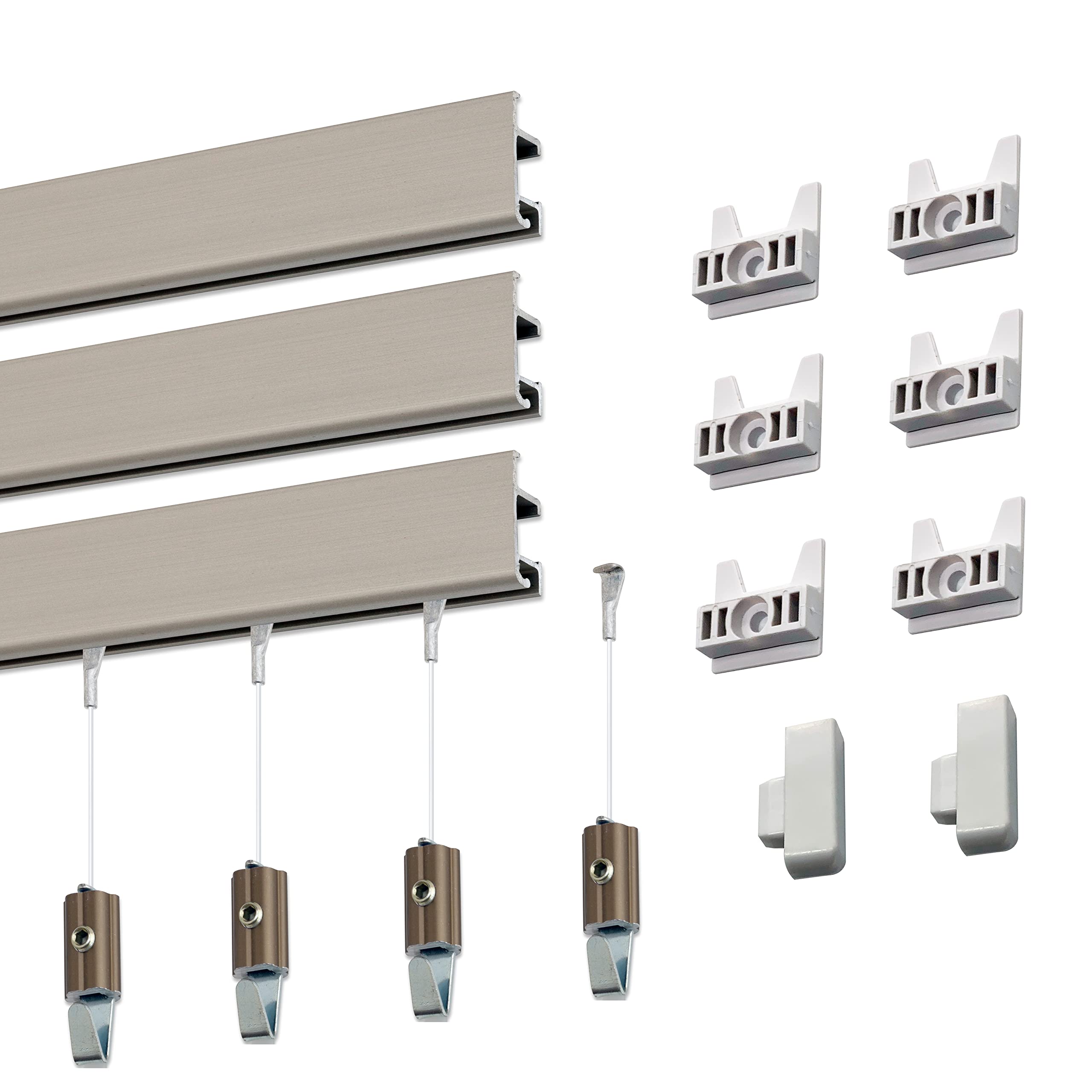 Clearline Picture Hanging System Set- Covers 22.5 ft of Wall Space - Heavy-Duty Discreet Wall Tracks & Art Hanging Kit Without Nails - for Home or Office