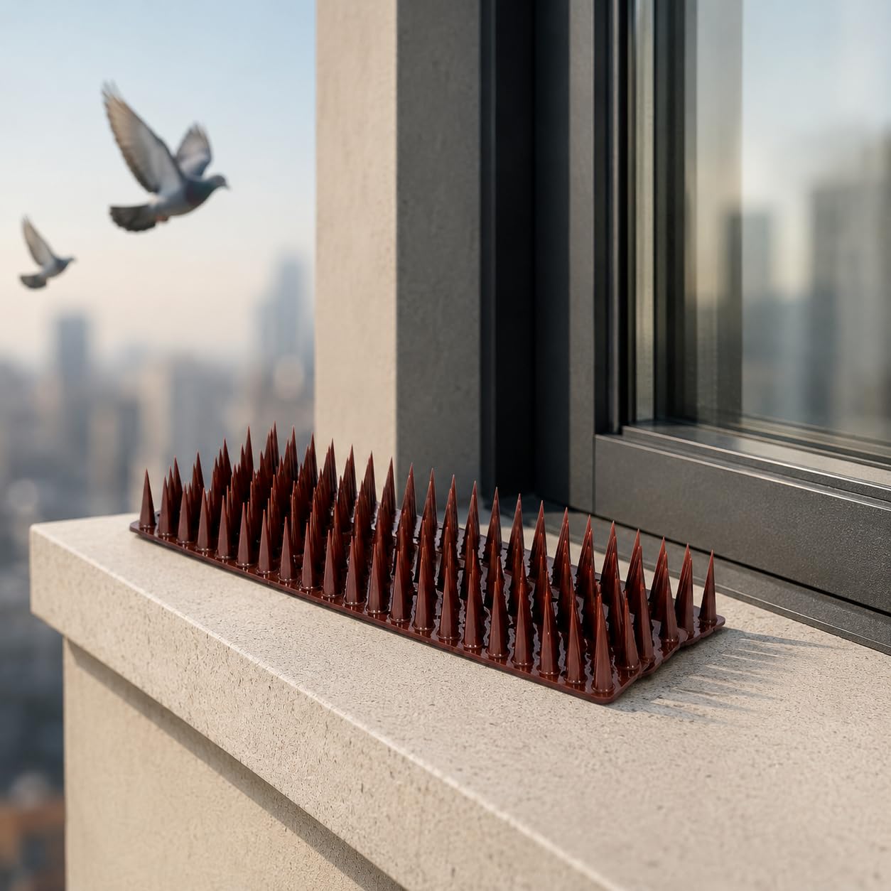 SigS Bird Plastic Brown Spikes (Pack of 5) with Double Sided Tap (12 x 4 inch), Anti Pigeon Spikes, Birds Protection & Pest Control Spikes for Balcony, Window AC, Split AC, Railing-image-46