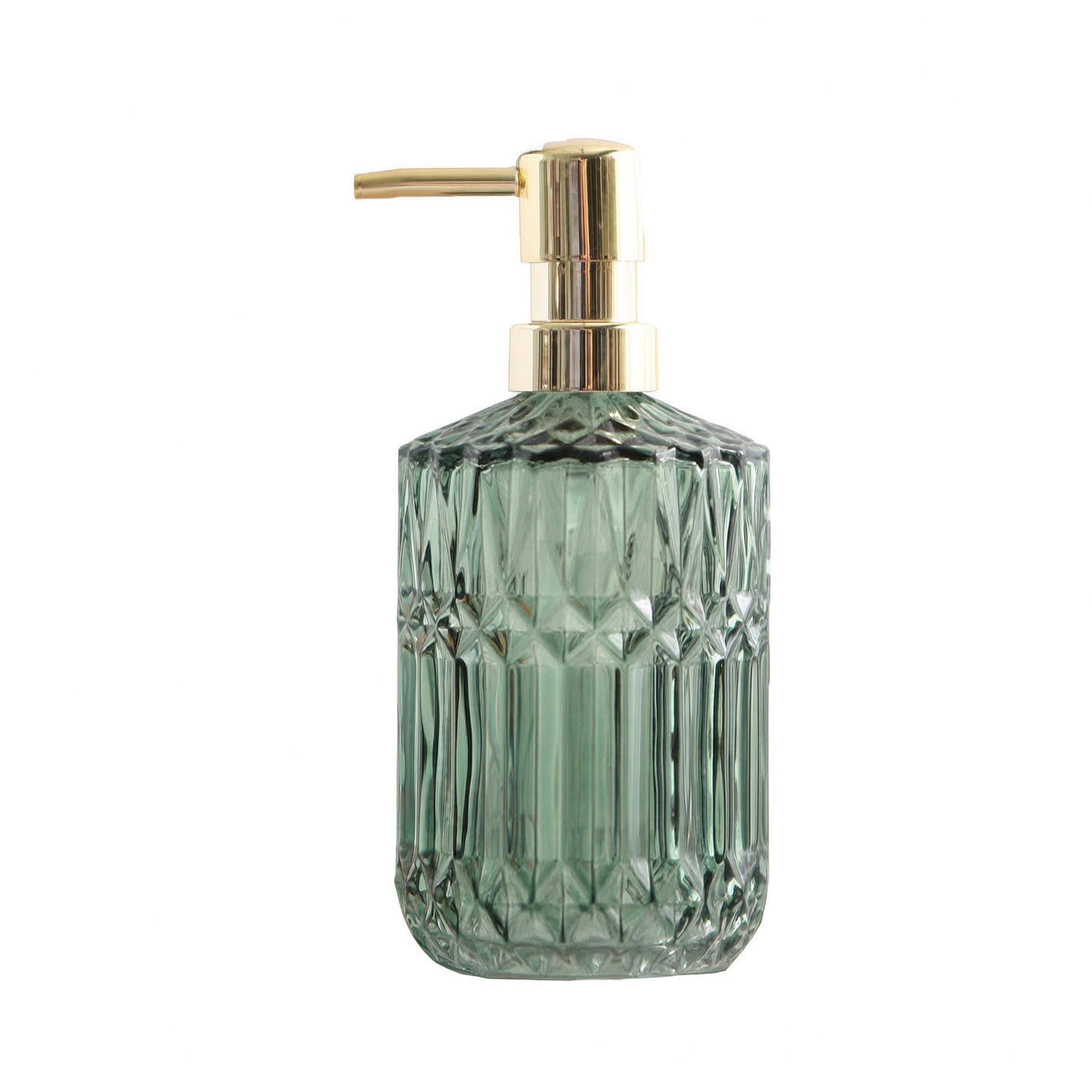 Flacone dispenser in vetro ricaricabile per sapone,verde