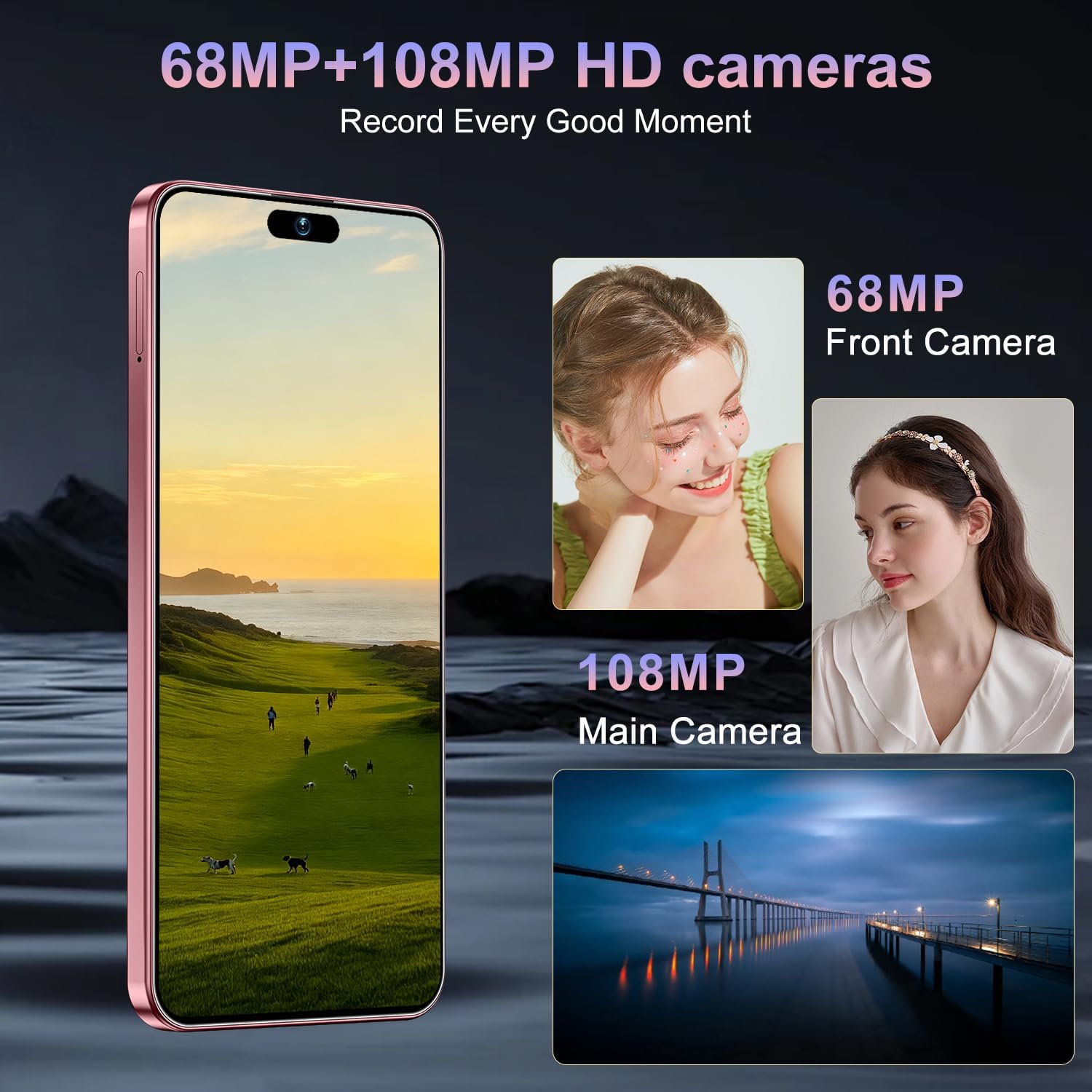 17PM Smartphone: Snapdragon 8 Gen 3, 12GB RAM + 512GB Storage, 7000mAh Battery, 6.99-inch Display, 68MP+108MP Camera, Android 15, 5G, Dual SIM - Superior OS Outperforms Competitors (Rose)