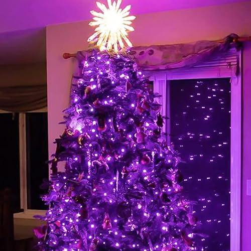 Miniatura 7 de Paquete de 12 luces moradas de Halloween que funcionan con pilas, 7 pies, 20 luces LED de hadas impermeables, mini luces de alambre plateado para