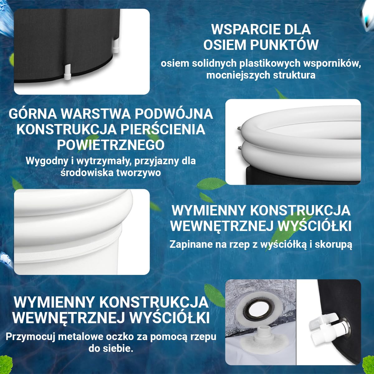 Fleau Home Kąpiel lodowa XXL PRO – basen z pokrywą i pompką – unikalny model izolacyjny – podwójna poduszka do siedzenia – wanna nadmuchiwana – wanna – nadmuchiwana – metoda Wim Hof