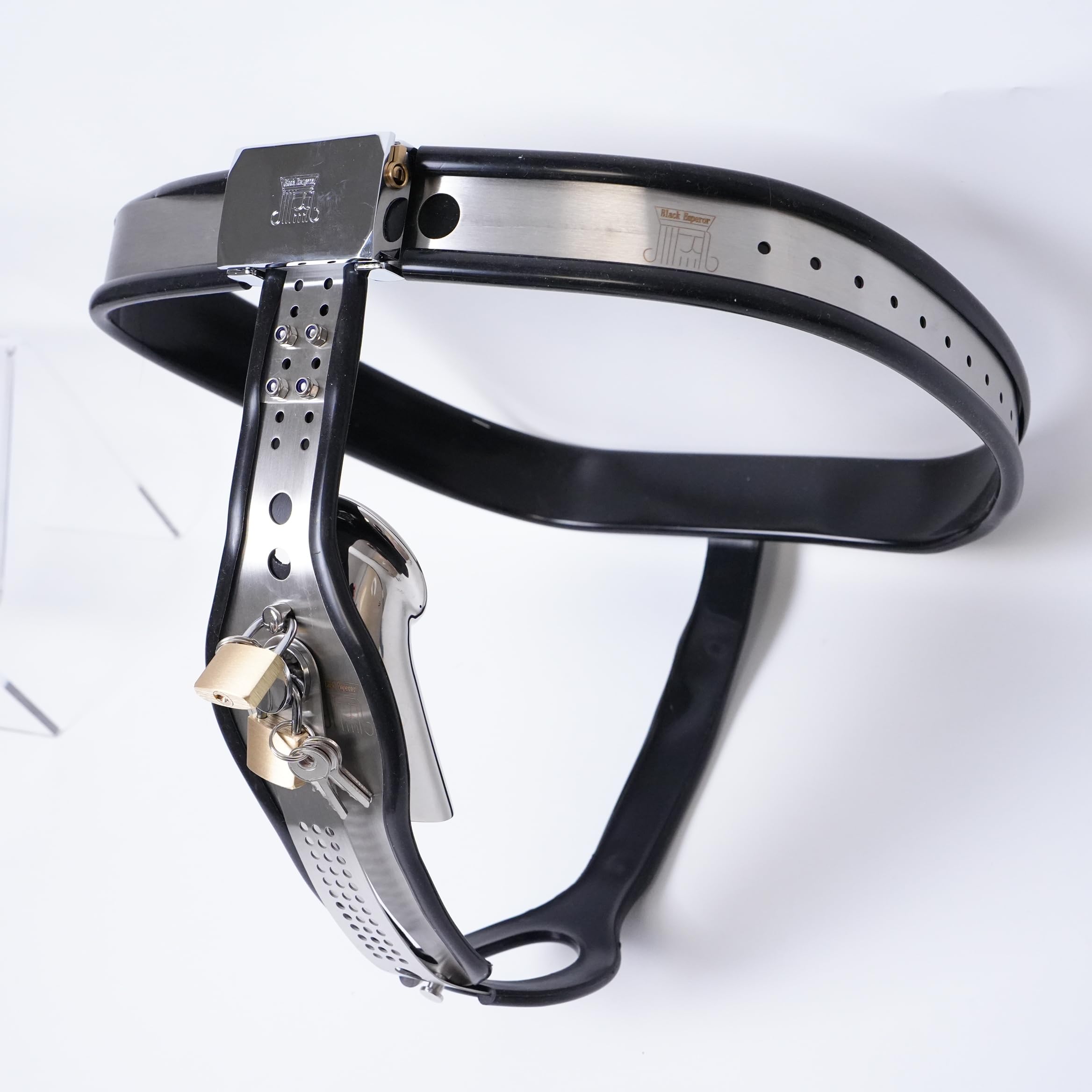 Ceinture de Chasteté réglable en Acier Inoxydable pour Hommes Noir 60-90cm