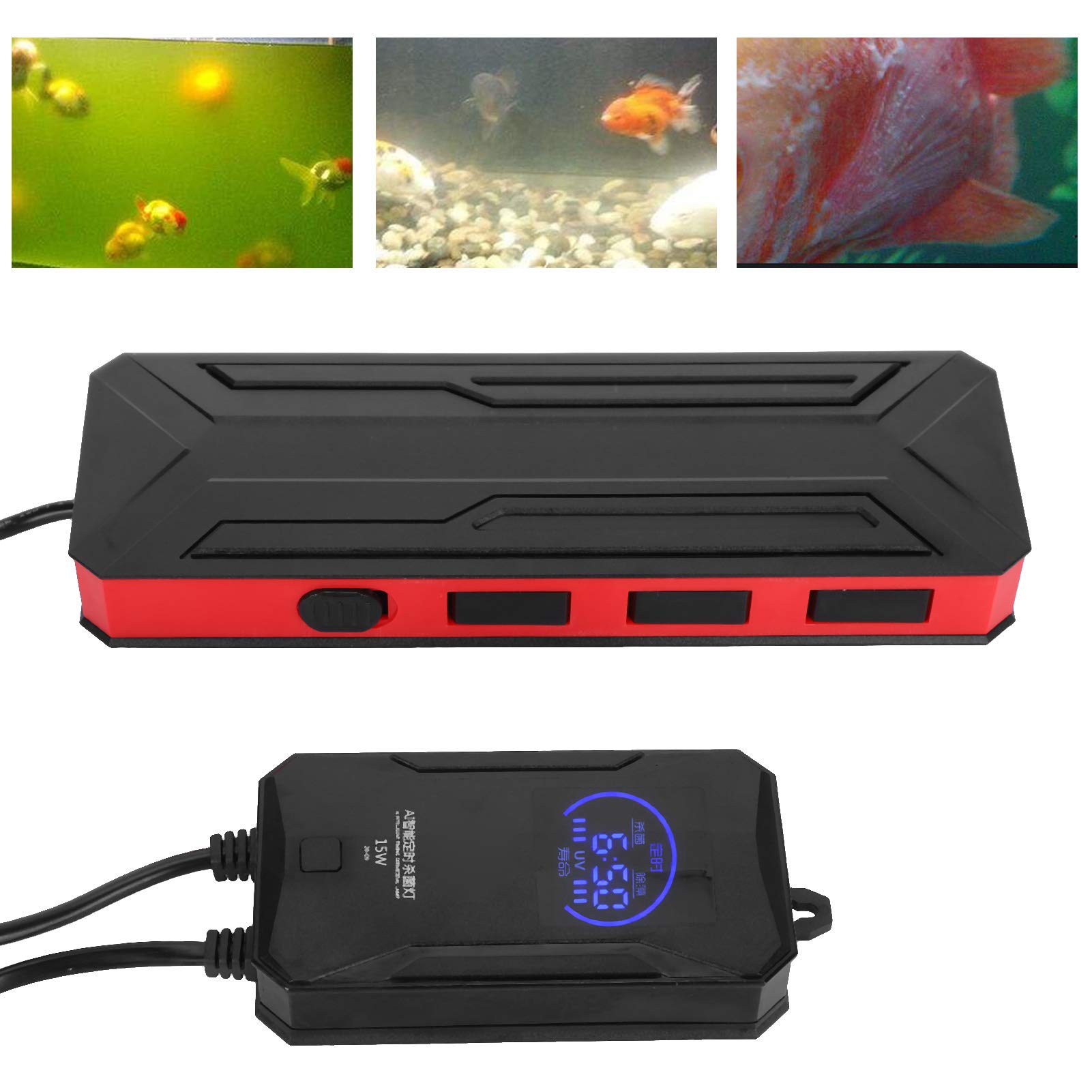 Luces de Acuario, luz Sumergible, luz de Limpieza de Acuario con Temporizador, para Agua de Acuario, Limpia, Verde, Transparente, Impermeable, lámpara de Limpieza(ZY515)