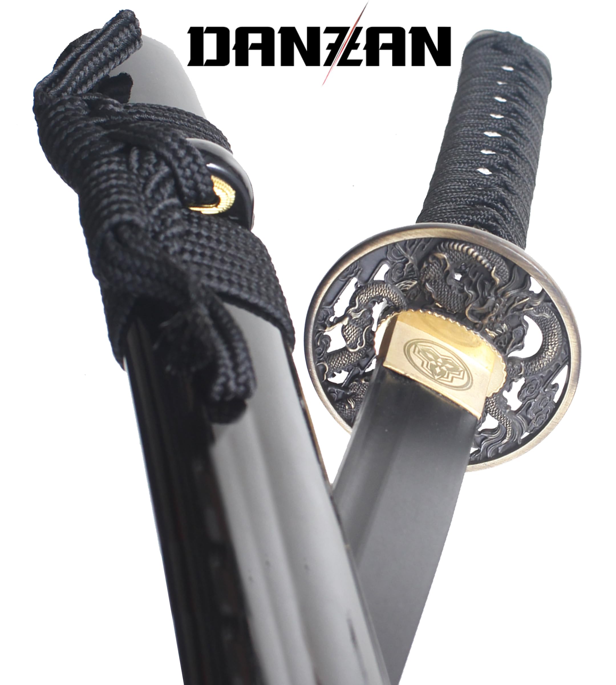 Danzan Katana en Bois Lame en Bois Katana Dragon Noir Epee Sabre Katana Japonais - Lame Bois Noire
