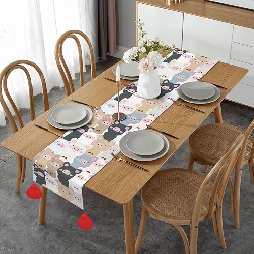 Christmas Table Runner 60 Inches Long Fall Table Runner for Dining Table Christmas Decorations Coffe Table Runner with Tassels Kitchen & Table