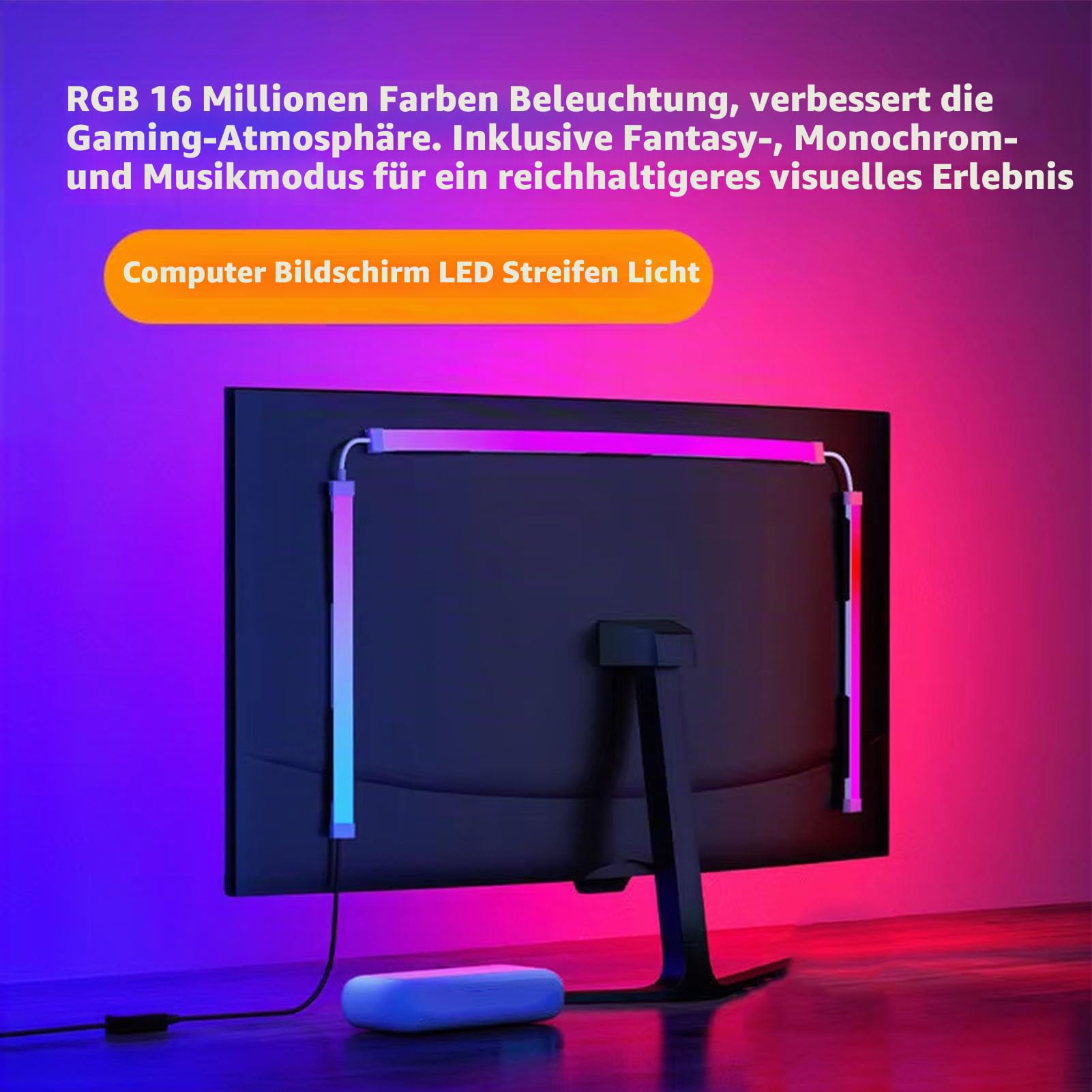 Gaming LED -Hintergrundbeleuchtung, 77 LEDs RGB -Streifenleuchten Synchronisieren Sie die Bildschirmfarbe und Musik, 16 Millionen Farben USB 5V PC Umgebungsbeleuchtung für 32