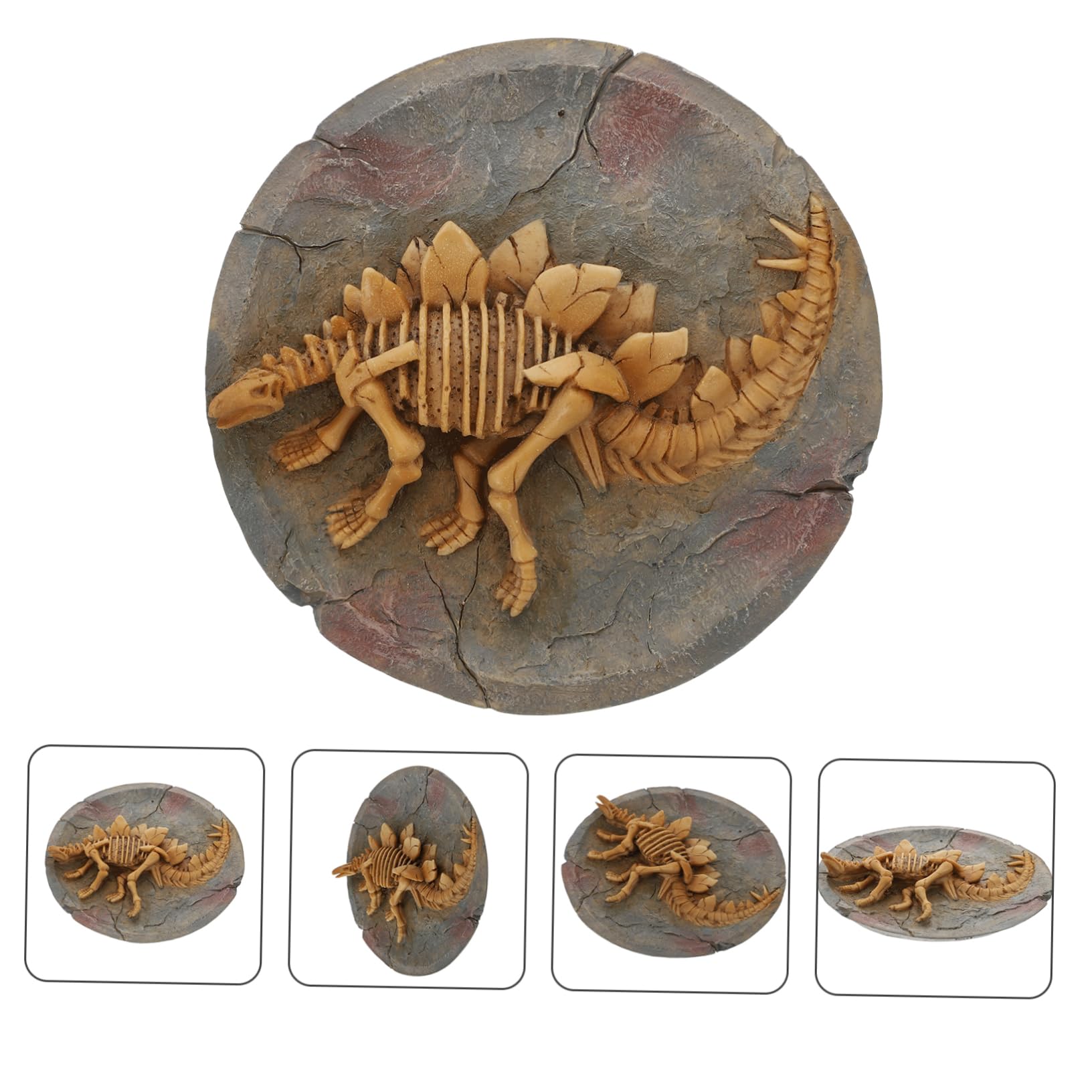 CIYODO Riproduzione Realistica e Artistica di Dinosauro Stegosauro in Resina Arancione Decorazione da Parete per Spazi Interni e Soggiorno