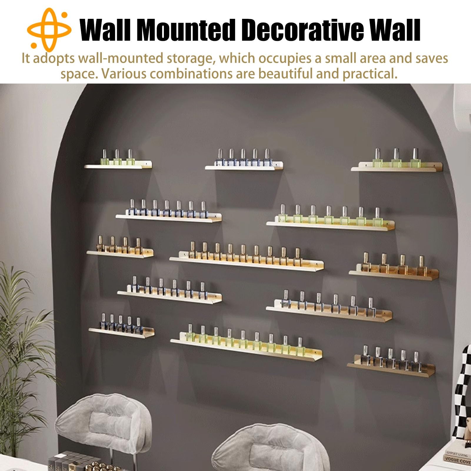 Soporte para Esmalte de UñAs Estantes para Esmaltes de Uñas para la Pared, Soporte Organizador para Esmaltes de Uñas de Pared, Pequeños Estantes para Guardar Pintalabios y Perfumes, Fácil de Colocar (