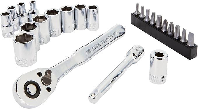 CRAFTSMAN Socket Set, 24-Piece, 1/4 Inch Drive, Metric, Includes Storage Case (C
