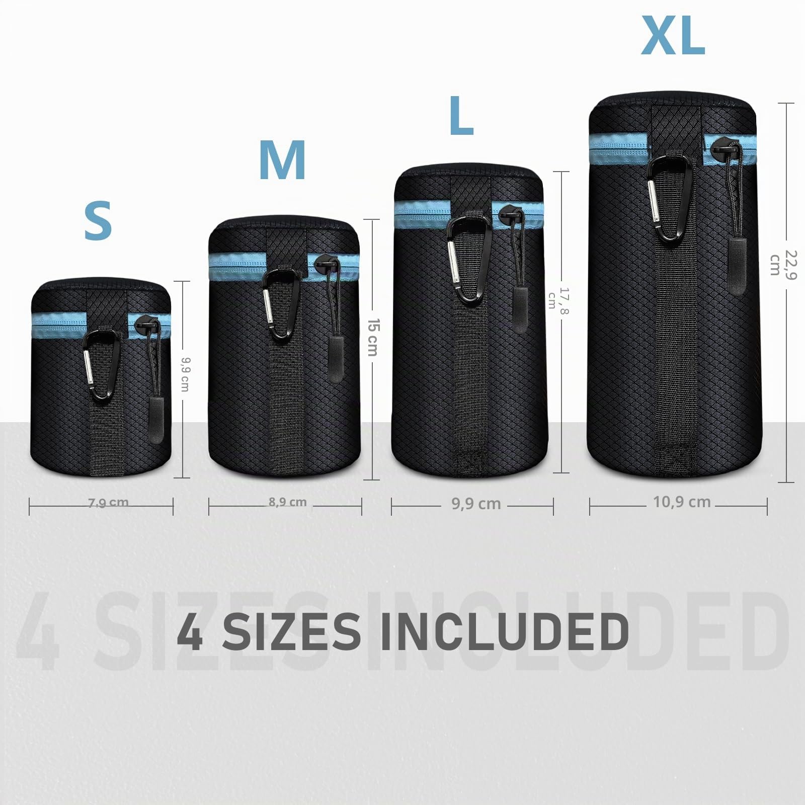 Lightdow 4 Pack Objektiv-Tasche 5 mm Dicke Weiches Neopren DSLR-Objektiv-Tasche