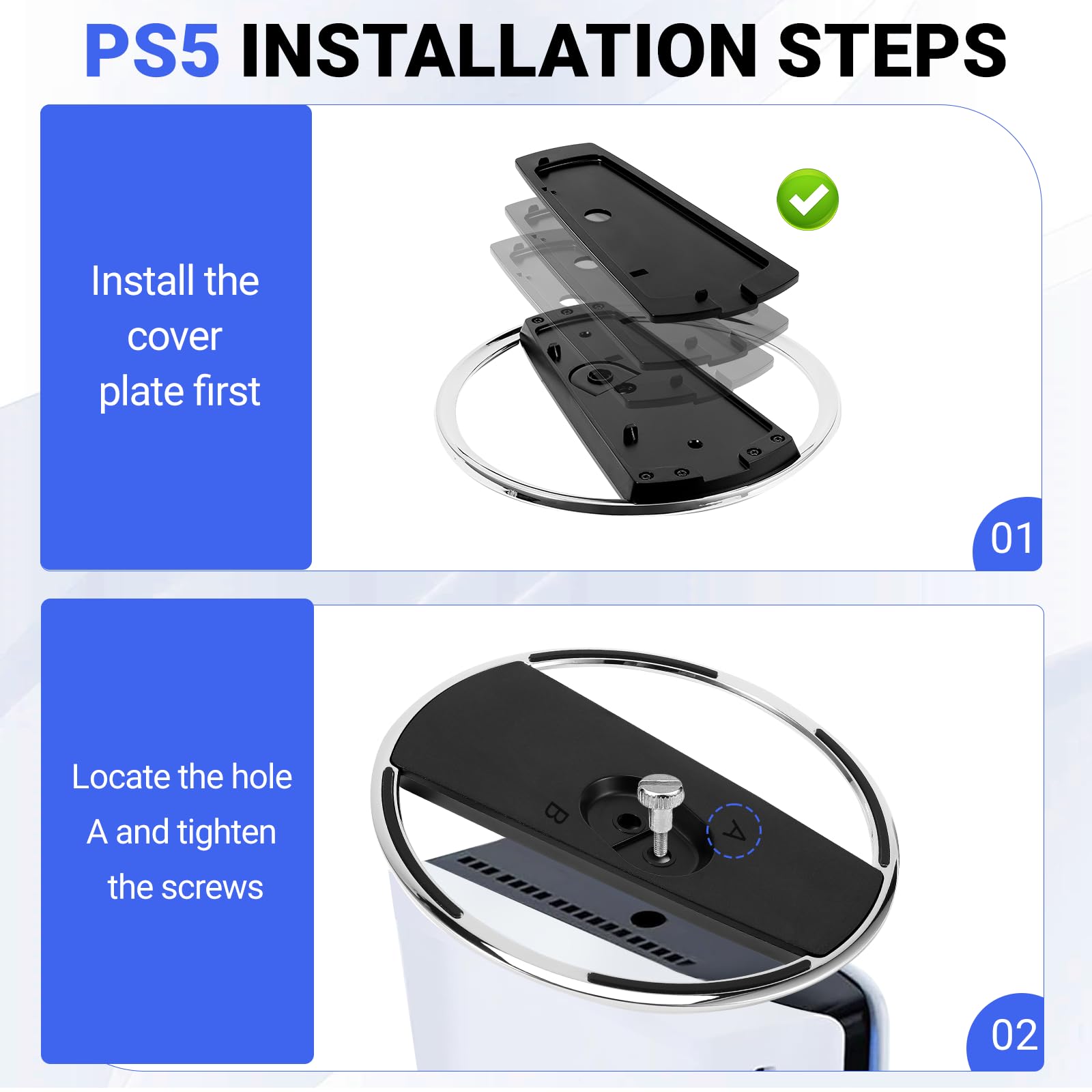 Zorplex Soporte Vertical para Consola PS5/PS5 Pro,aleación de zince&ABS Accesorios de PlayStation 5, Compatible para PS5 (Disco y Edición Digita) l, con Base Antideslizante y Tornillo