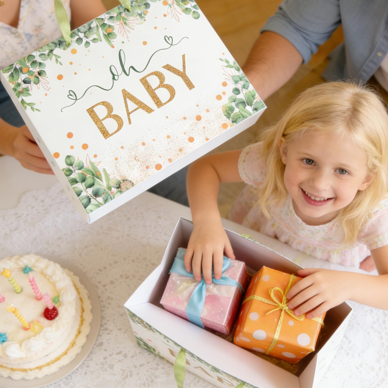 LUCTHY Large Birthday Gift Bag with Handles, 3 Tissue Papers, Card, Fresh-1 - Image 4