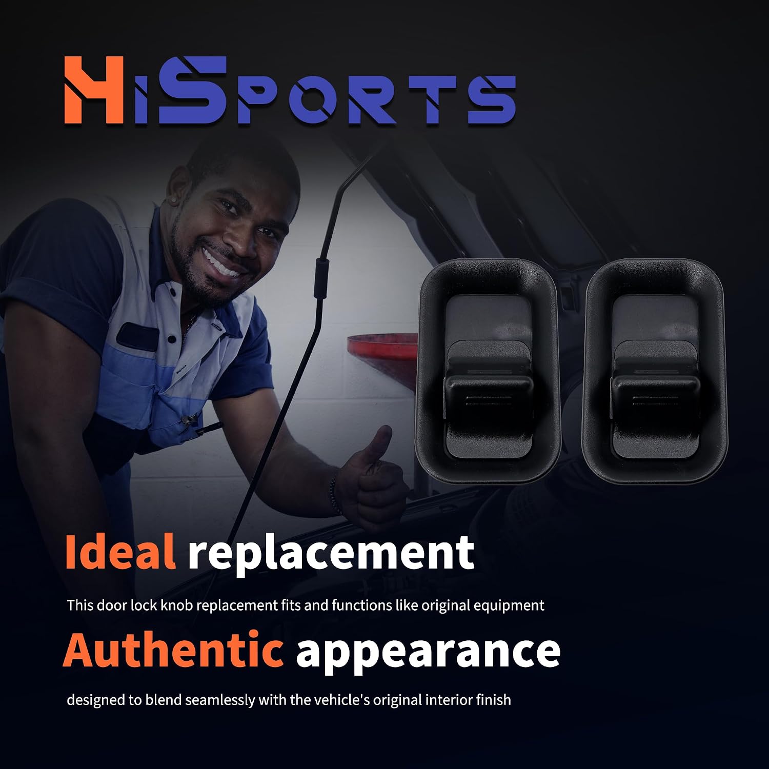 HiSport Door Lock Lever Knob Front Rear - Compatible with Chevy Avalanche 1500 2500 Silverado 1500/2500 HD Classic Silverado 3500 Classic Suburban 1500 2500 Tahoe 1999-2007 - Replace 15172121 75397