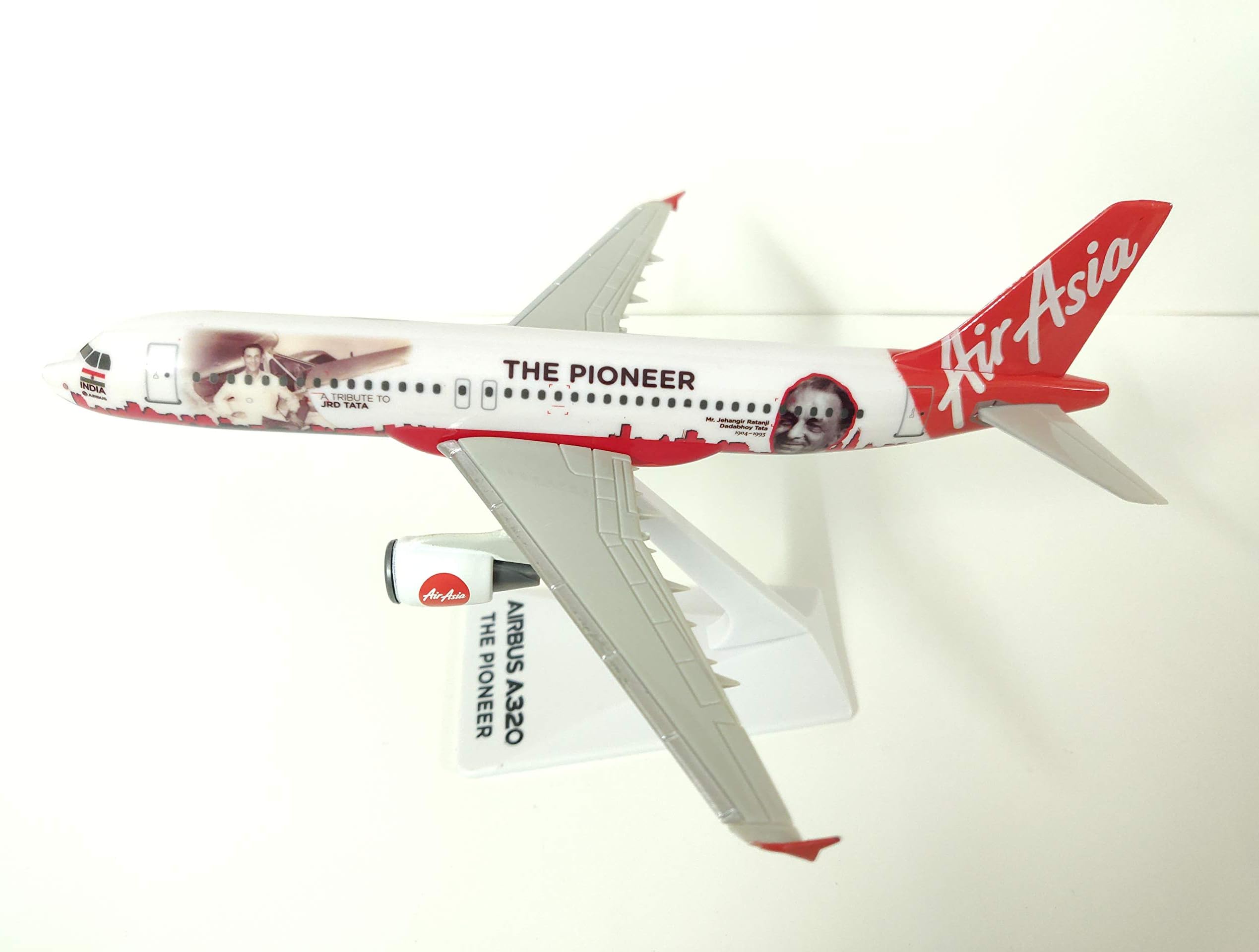 Air Asia India JRD TATA Special Livery Airbus A320200 1/200 Scale Miniature Airplane Model with Plastic Stand