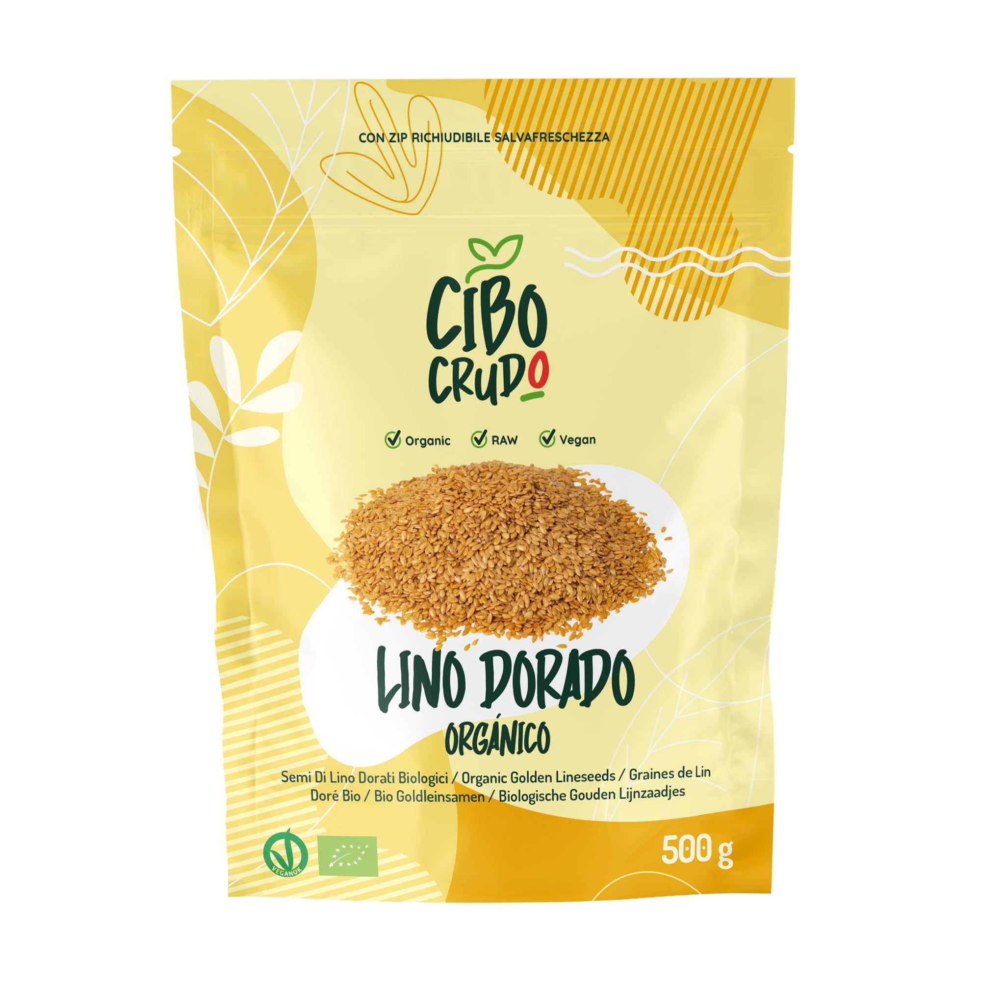 Semillas de Lino Dorado Orgánicas - 500g. Semillas de Linaza Ricas en Fibras Omega 3 y Sales Minerales. Organic Flaxseed.