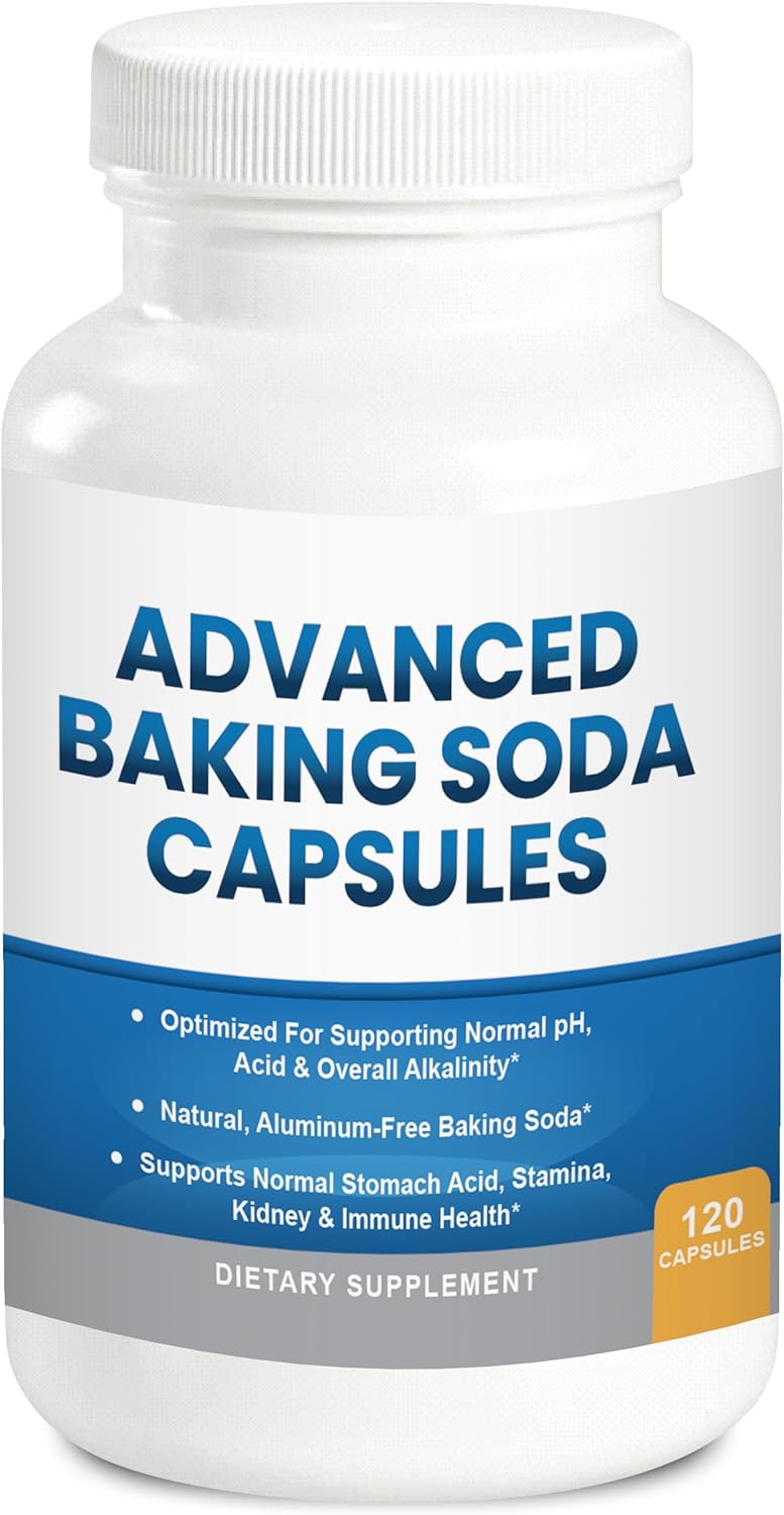 Advanced Baking Soda Capsules: Organic Use Aluminum Free Baking Soda w/Superfoods to Support Kidneys, Stomach Acid, Alkalinity, Immune, Antacid, Health & Wellness, Organic Use
