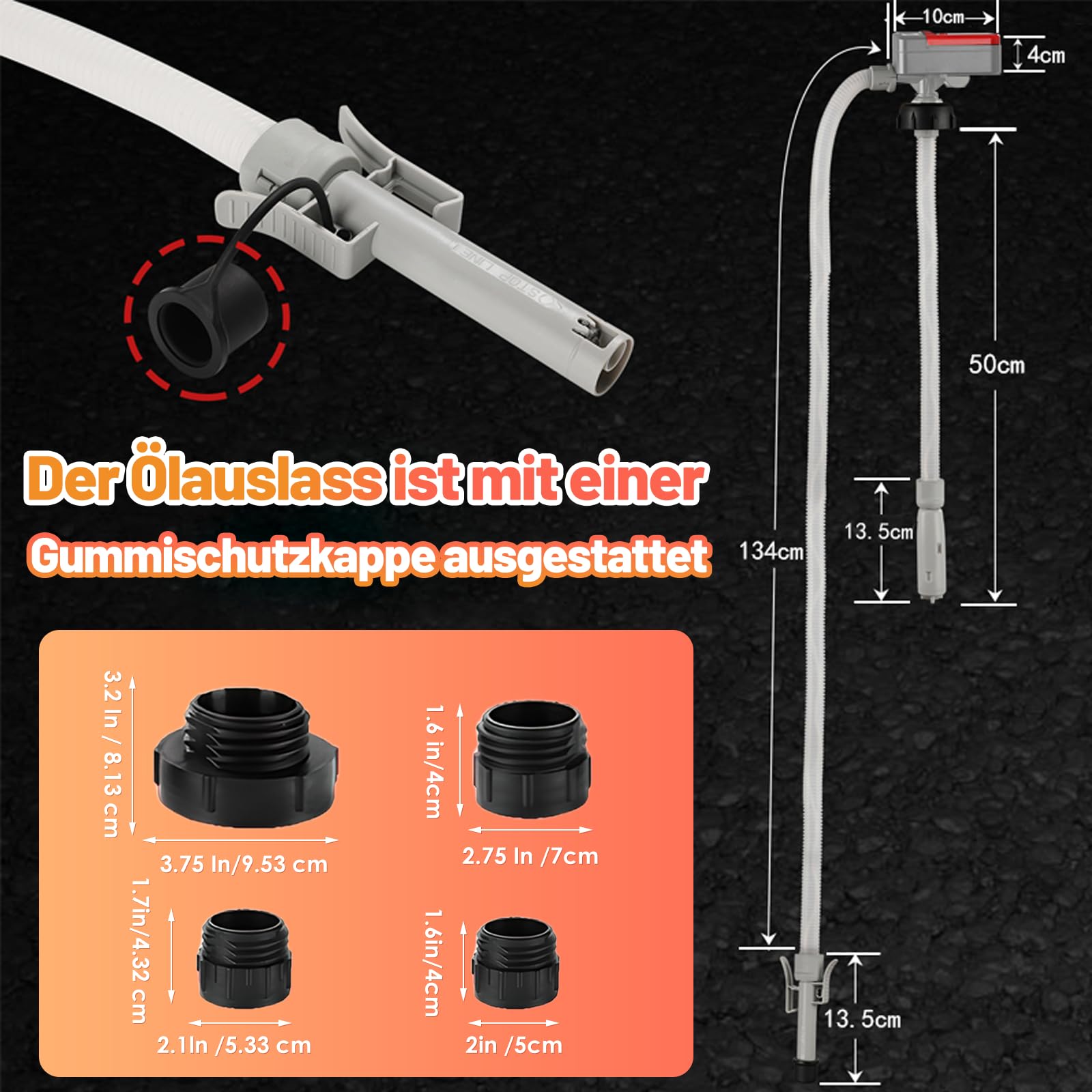 Pompe de transfert de carburant avec capteur d'arrêt automatique, pompe à essence électrique avec adaptateur de réservoir 4 tailles