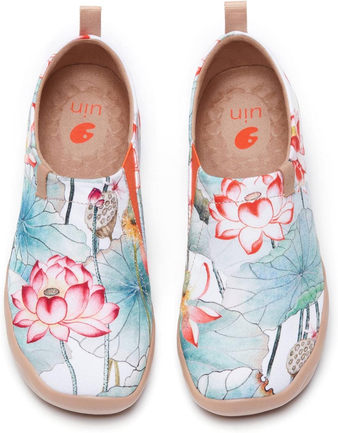 UINWomen's Blossom Slip On Shoes Colorful Comfortable Lightweight Art Travel Sneakers Casual Floral Stylish Everyday Loafers