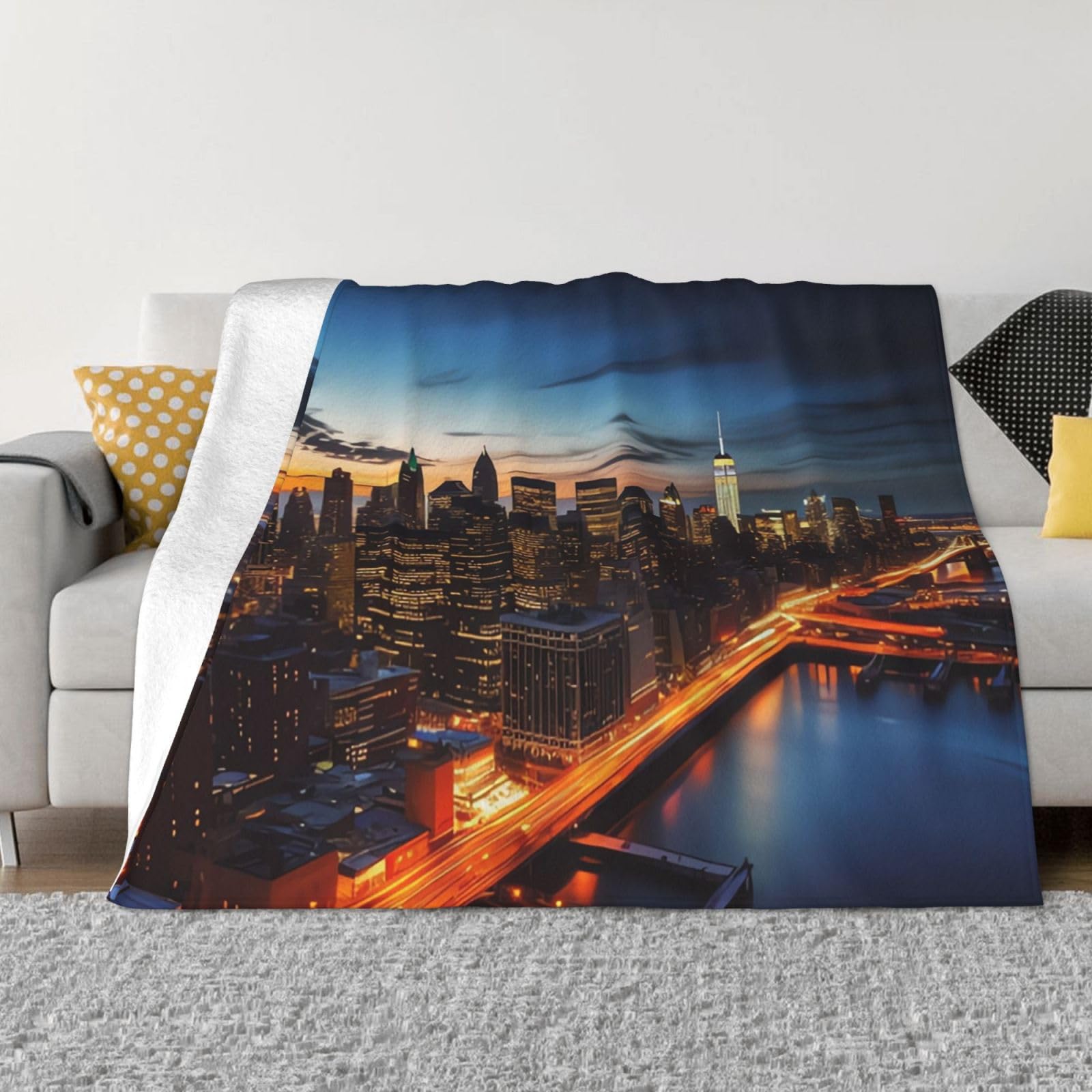 Couverture micro polaire New York en flanelle haut de gamme au toucher pelucheux