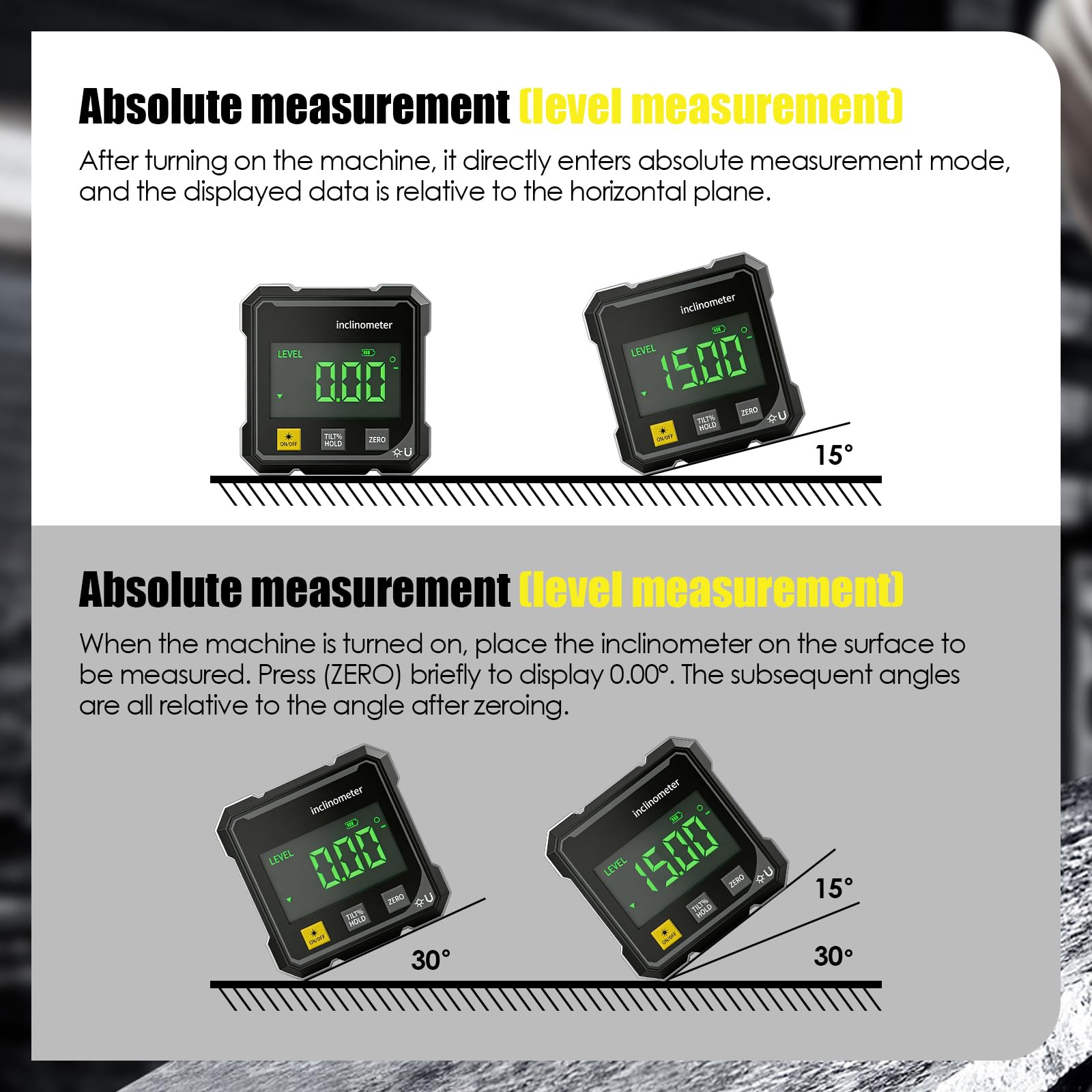 Luminis Precision X1 Rapporteur d'angle numérique à 4 côtés avec écran LCD pour le travail du bois