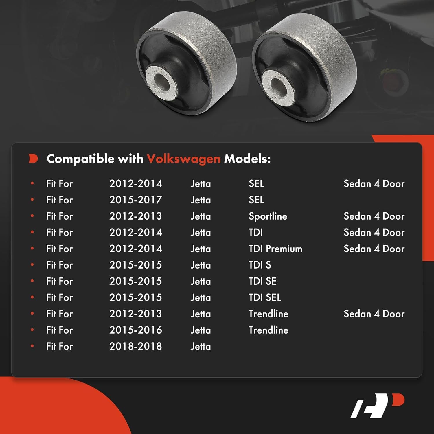 A-Premium 2 x Front Rearward Lower Control Arm Bushing Kit, Compatible with Volkswagen Jetta 2011-2018, Passat 2014-2019, Beetle 2012-2019