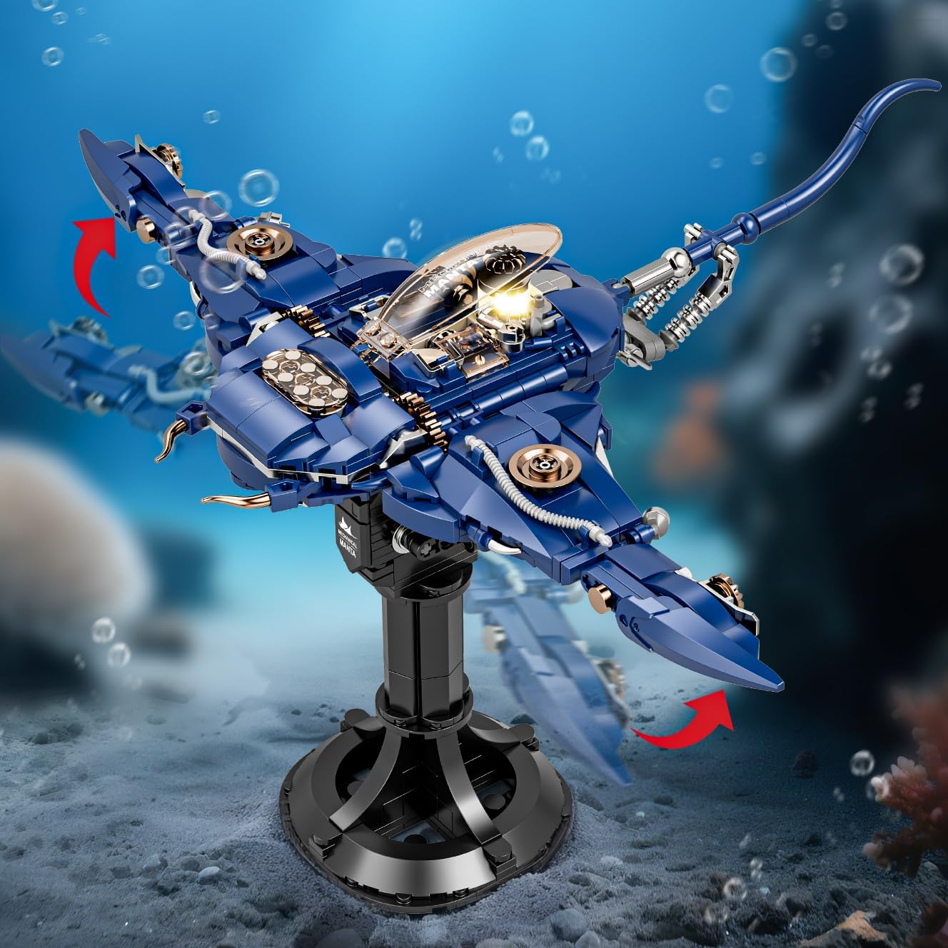 Mechanical Fish Building Set for Audlts, Sea Animal Building Block Toy with Display Stand,Fish Model for Office Decor,Great Gifts for Boys Grils 8+,689PCS - Image 6