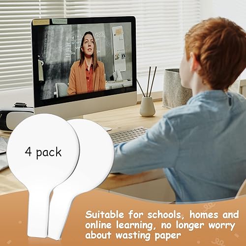 Miniatura 4 de Containlol 4 mini paletas de respuesta de borrado en seco, tablero de respuesta de acrílico de doble cara, tablero de respuesta rápida con asa para