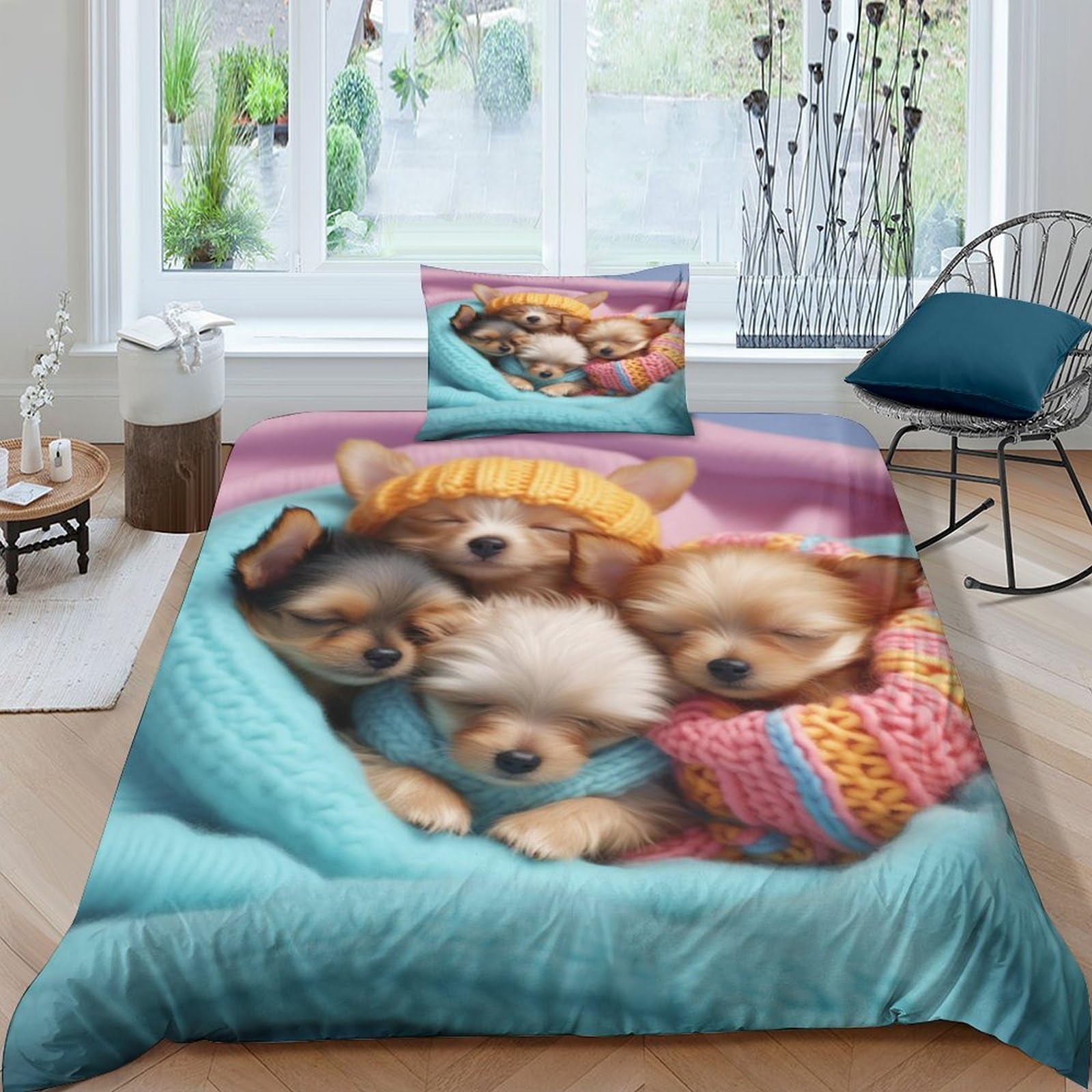Housse de couette Chiot Chihuahua 3D le cadeau idéal en microfibre pour garçons et filles