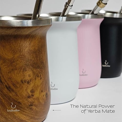 Miniatura 7 de BALIBETOV Kit de yerba mate - Incluye una taza de yerba mate y juego de bombillas - Calabaza mate de acero inoxidable con forma de calabaza Calabash