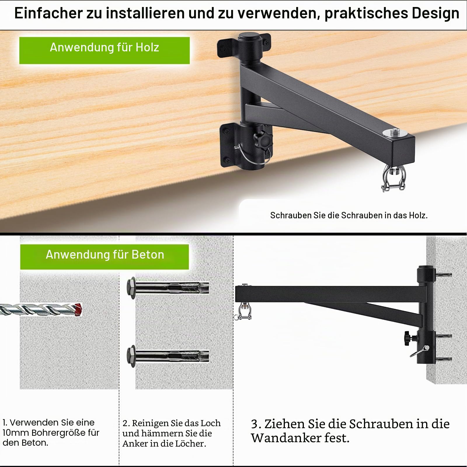 BeneLabel Boxsack Halterung, Sandsack Wandhalterung 360 Schwenkbar Befestigung Wand Boxsackhalter Indoor Outdoor Verstellbar Boxsack Aufhängung Stehend Drehbar, Bis 113-227kg