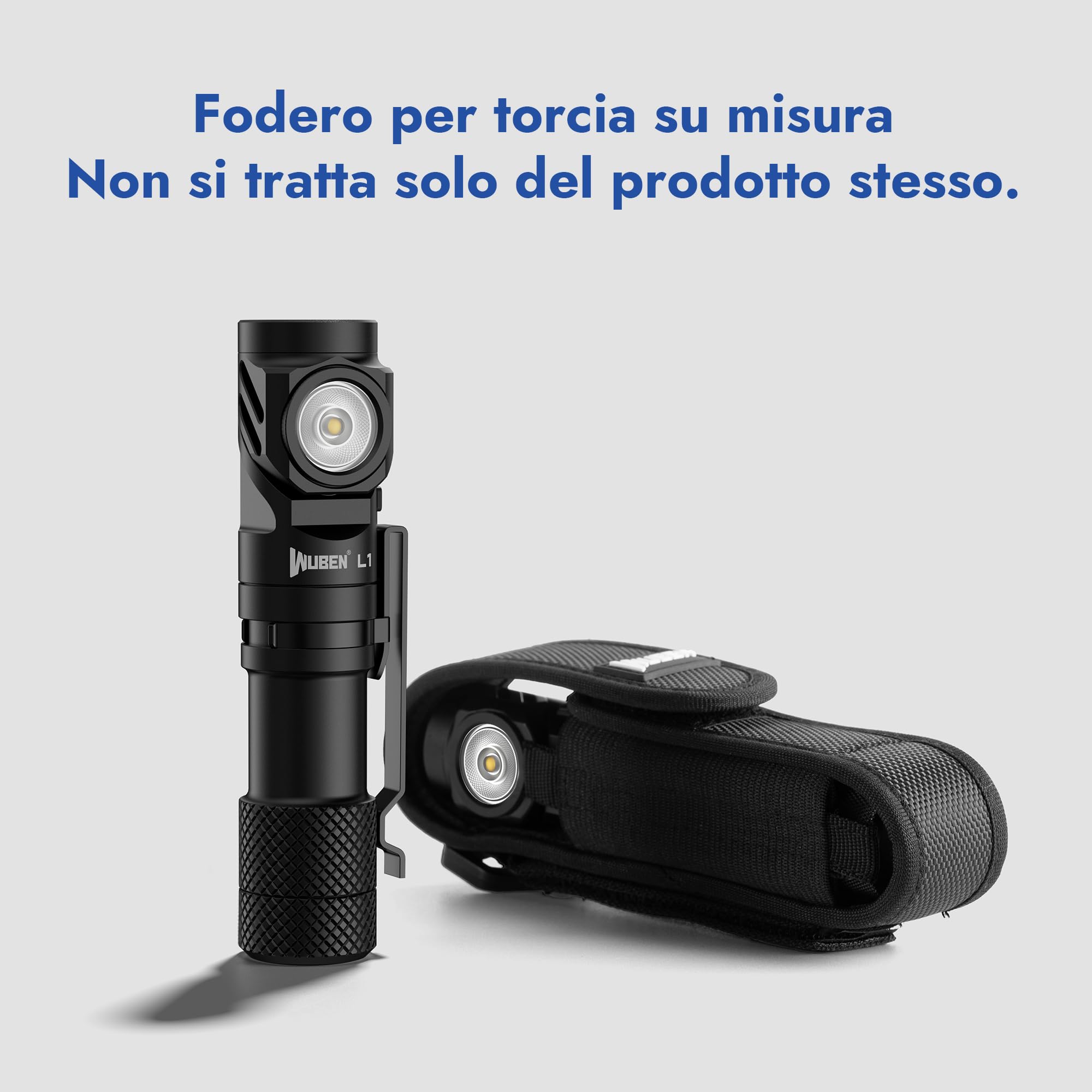 WUBEN L1 Torcia LED Ricaricabile, Torcia LED Potente Professionale 2000 Lumens Alta Potenza, Doppia Sorgente Luminosa Torcia Tattica Militare, IP68 Impermeabile Flashlight per Campeggio Trekking(P9)