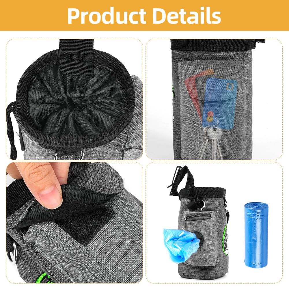 Adiwo Small Dog Treat Bags, Dog Treat Pouch Bag Including Waist Belt and Training Clicker, Adjustable Drawcord Closure - Image 3