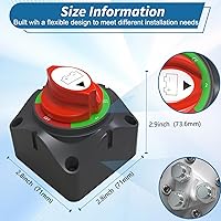 Vista 3 de Interruptor de desconexión de batería de 12 V maestro, interruptor de apagado de batería de 12 V-48 V, 275 amperios de alta corriente para automóvil