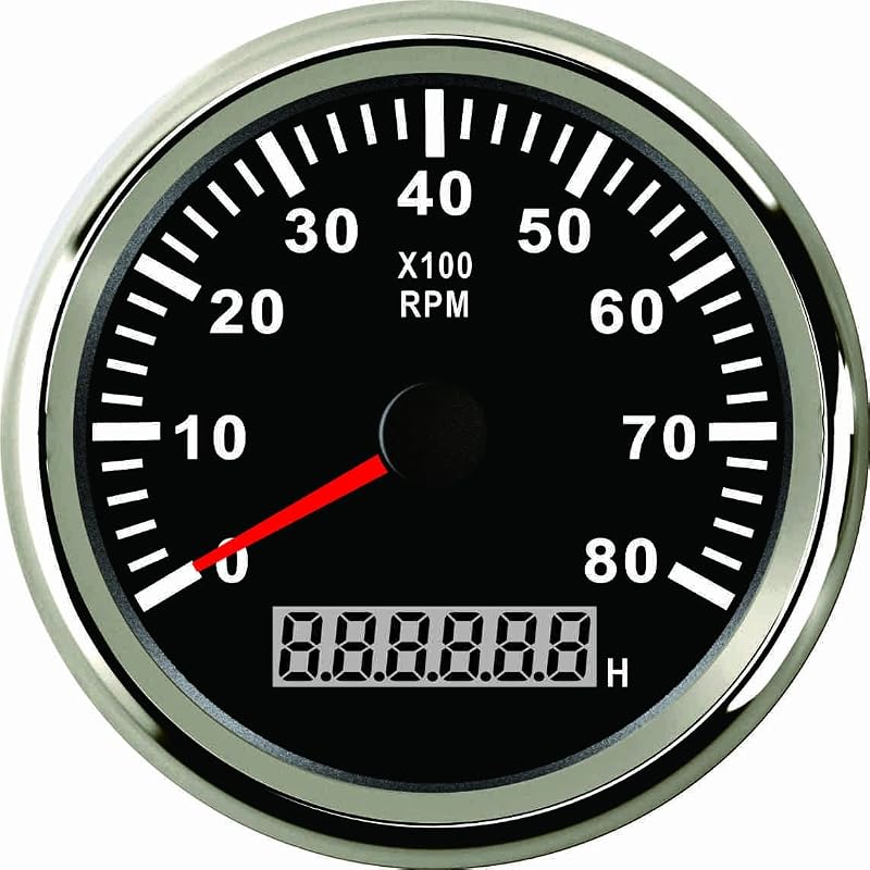 Tacômetro SAMDO marítimo 85 mm com horímetro, 0–8000 RPM, 12 V/24 V – 1 unidade