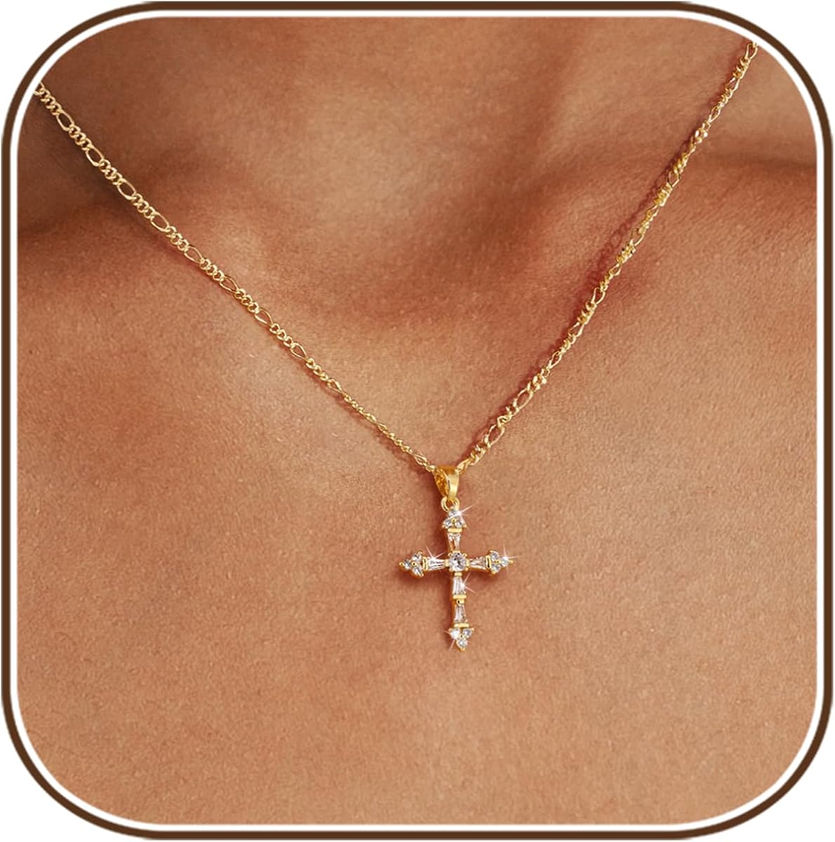 Cross Necklace for Women,14K Gold Plated Cross Pendant Necklace Jewelry