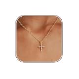 Cross Necklace for Women,Double Cross Necklace 14K Gold Plated Cross Pendant Necklace Dainty Gold Cross Necklaces for Women Trendy Small Cross Charm Necklace Simple Cute Choker Necklaces Gold Jewery