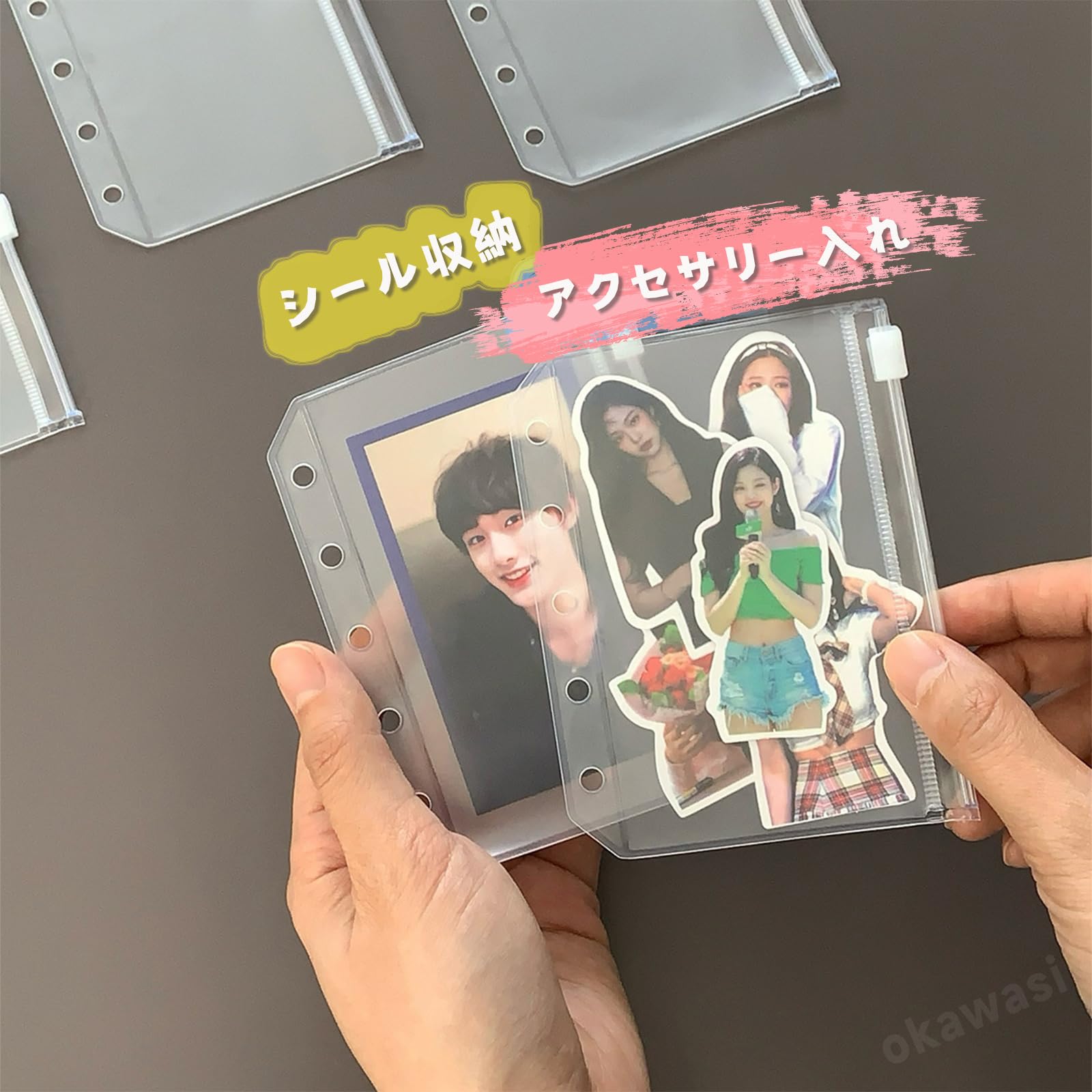 シール帳　おまけ付き Amazon.co.jp: OKAWASI シール帳 透明 M5サイズ レフィル20枚付き pp