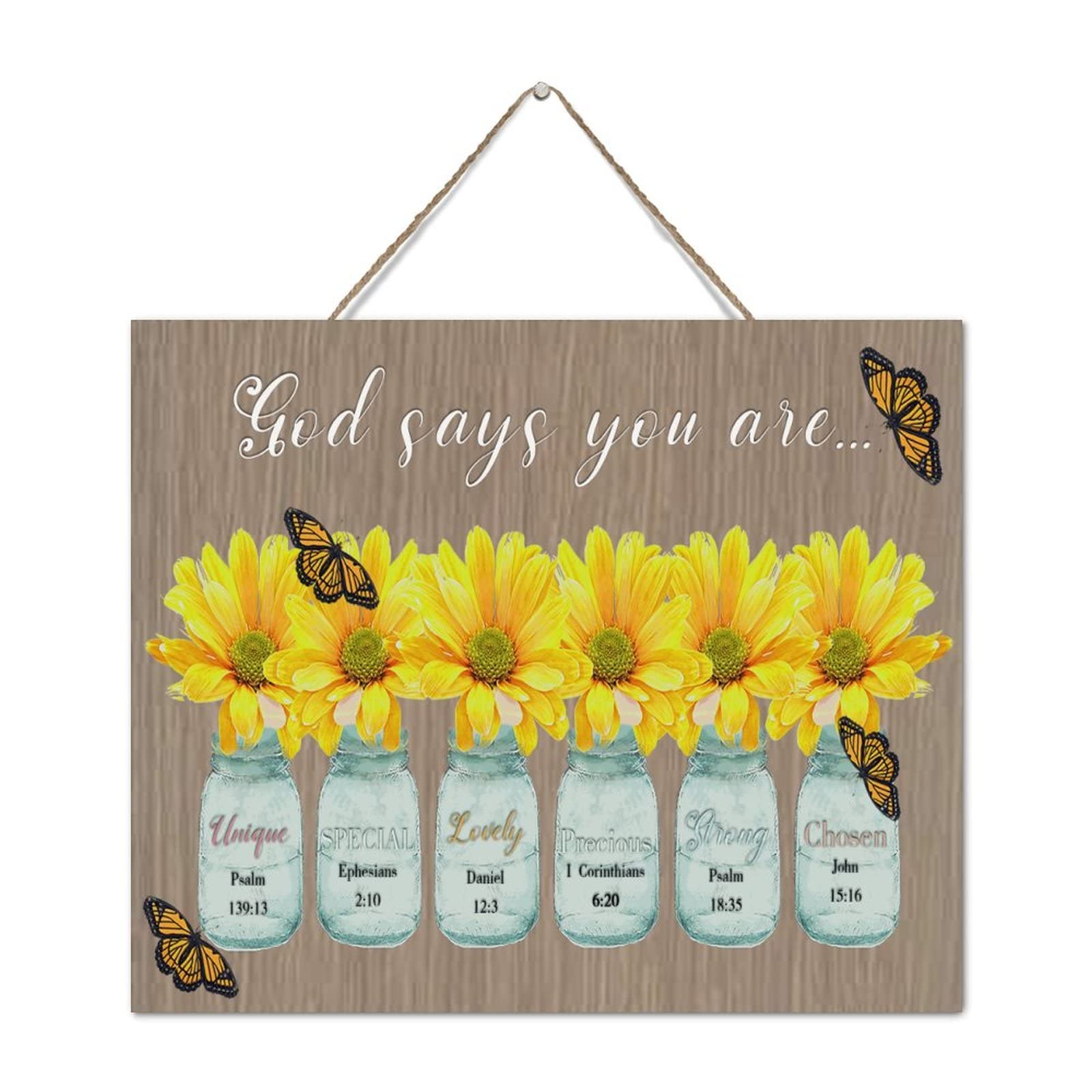 Plaque bois avec dictons positifs décoration inspirante tournesols et jardin