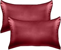 Vista 61 de Elegant Comfort Juego de 4 fundas de almohada de satén de viscosa refrescante con cierre de cremallera oculto, suave como la seda para el cuidado